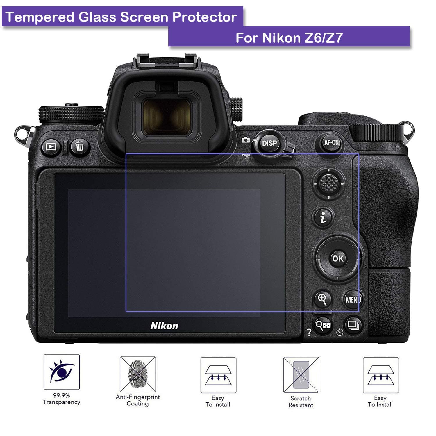 Nikon Z6 Screen Protector - MOTONG LCD Tempered Glass Screen Protector for Nikon Z6/ Z7 FX-Format Mirrorless Camera,9 H Hardness,0.3mm Thickness,Made from Real Glass