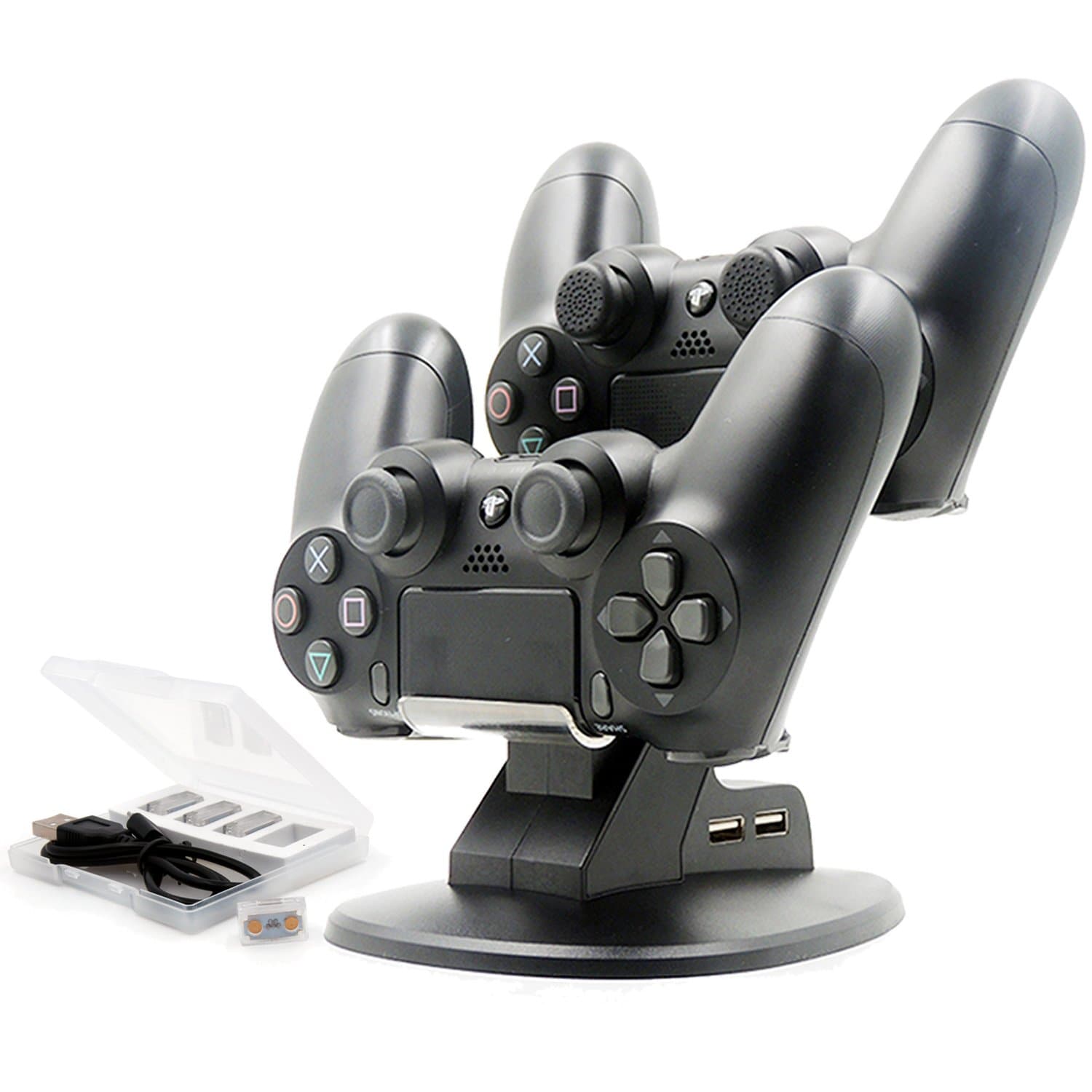 PS4 Controller Charger Stand Adapter - ROKKES Dual USB Docking Station Kit, New Quick Solt Design For Women Girls Kids,BEST Sony Playstation 4 PS4 / PS4 Pro / PS4 Slim Controller Adapter Accessories