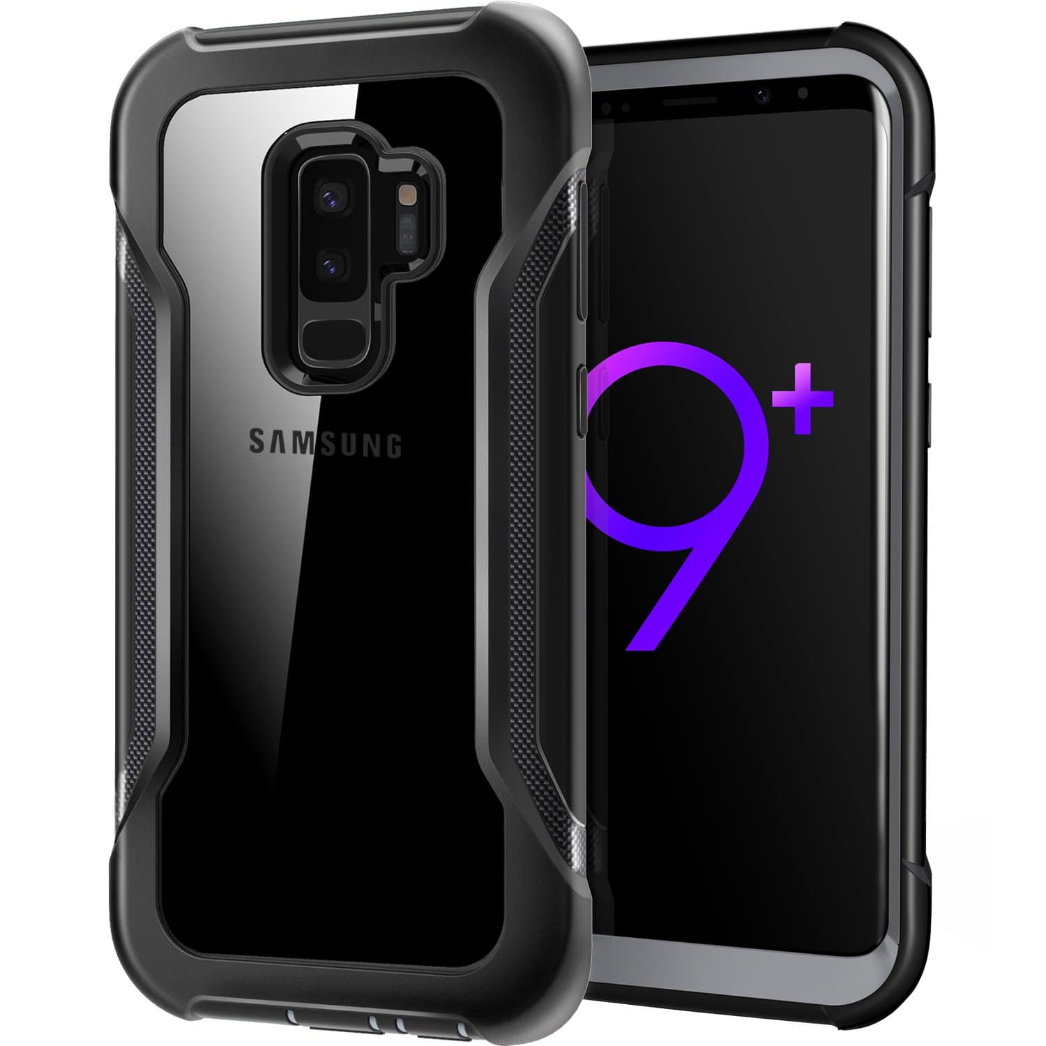 Galaxy S9 Plus case, Wrestler X-Defender Series Shockproof Anti-Scratch Protective Case with Carbon Fiber Pattern for Samsung Galaxy S9 Plus (2018), Black