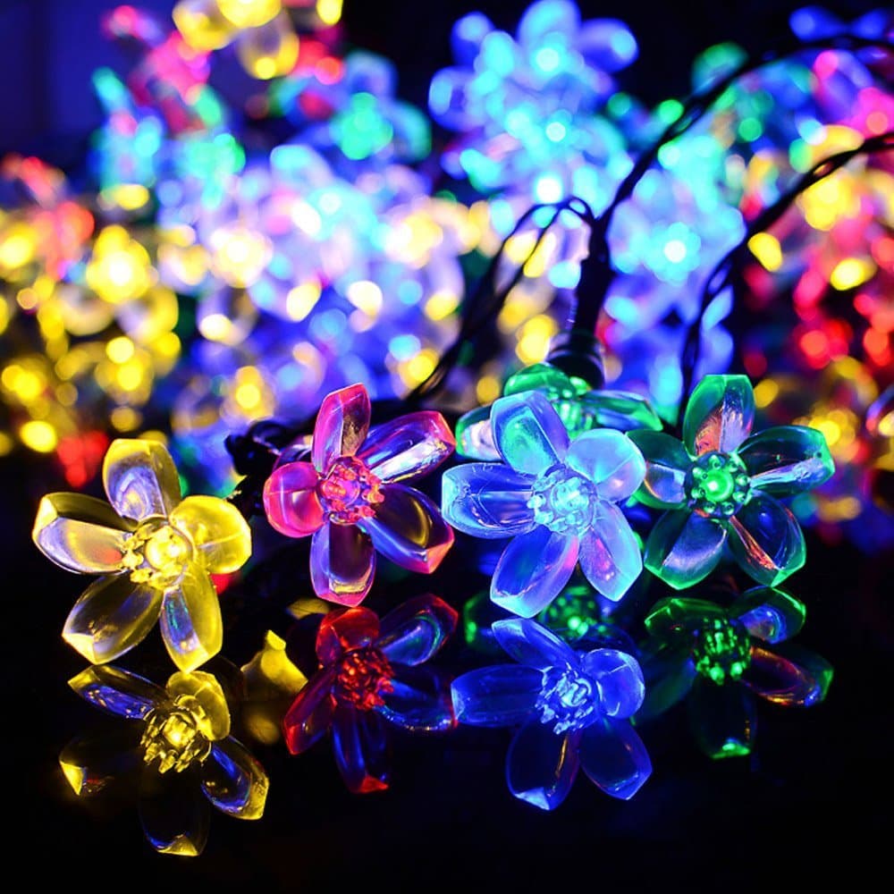 Lamker Solar Outdoor String Lights Waterproof 30FT 50 LED Solar Powered Fairy Light Blossom Christmas Globe Lights for Garden Patio Yard Home Tree Party Multi-colour