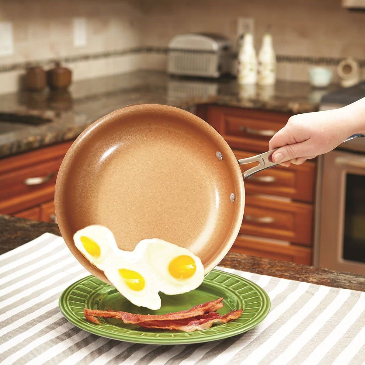 Copper Pans Ceramic Induction Non-Stick Copper Cookware 9.5 Inch Round Frying Skillet Pan