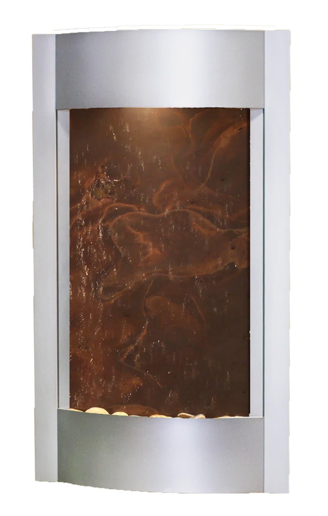 Serene Waters Water Feature with Multi-Color Featherstone (Silver Metallic Trim)