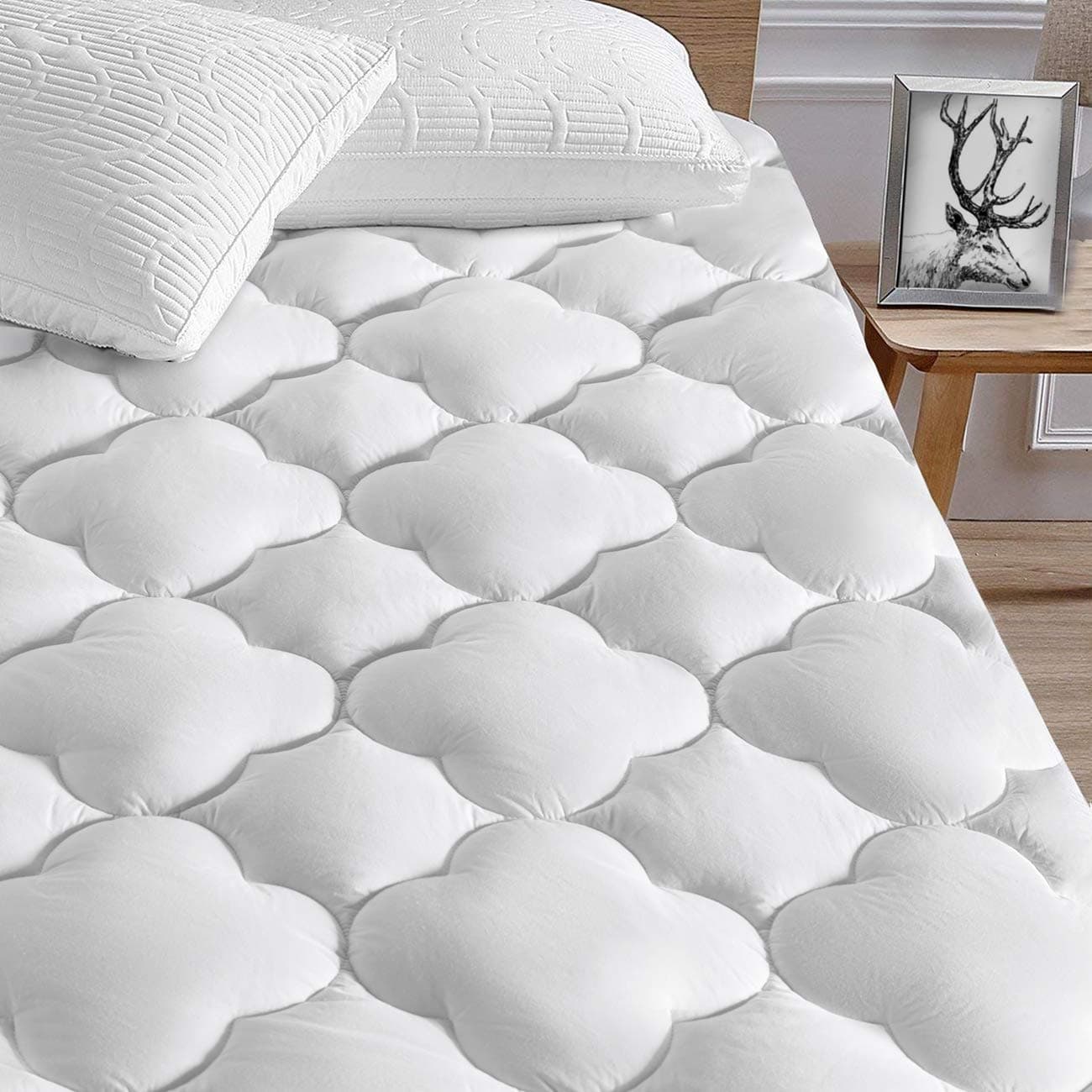 SERWALL Full Mattress Pad Cover, Cooling Mattress Protector for 8-21" Deep Full Bed Cotton Snow Down Alternative Mattress Topper Pads
