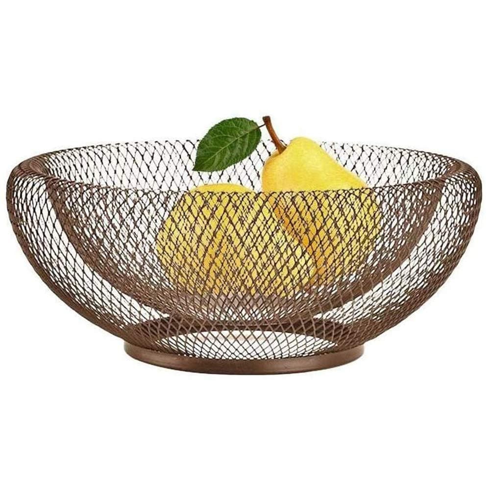 Zairmb Double-layer Metal Wire Fruit Bowls Household Fruit Vegetable Storage Baskets European Style Decorative Display Fruit Basket Holder Keeps Fruits and Veg Fresh-25.5 x 13 cm
