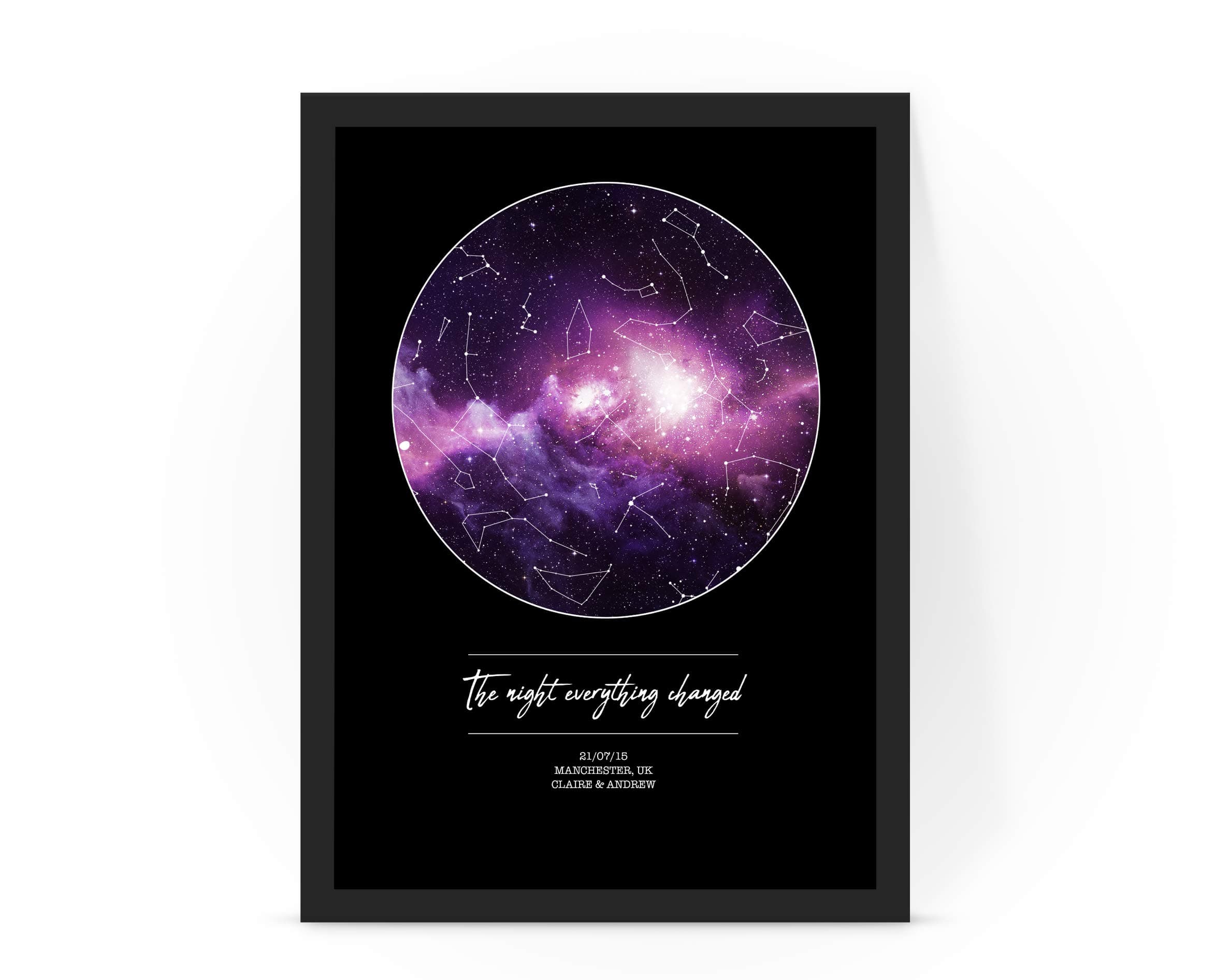 forefrontdesigns Personalised Star Map - Customised, The Night We Met, Stars on the Day You Were Born, Constellation Gifts, Name a Star Gift, Where We First Met - Unique Valentine’s Gift