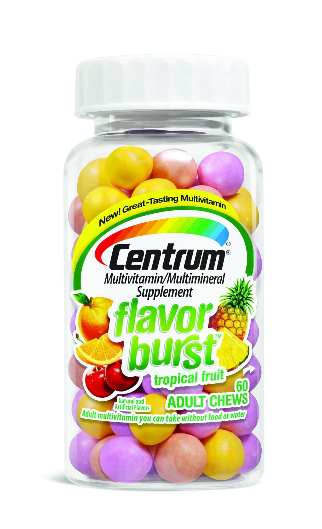 Centrum Flavorburst Adult Chews Tropical Fruit, 60 Count (Pack of 3)
