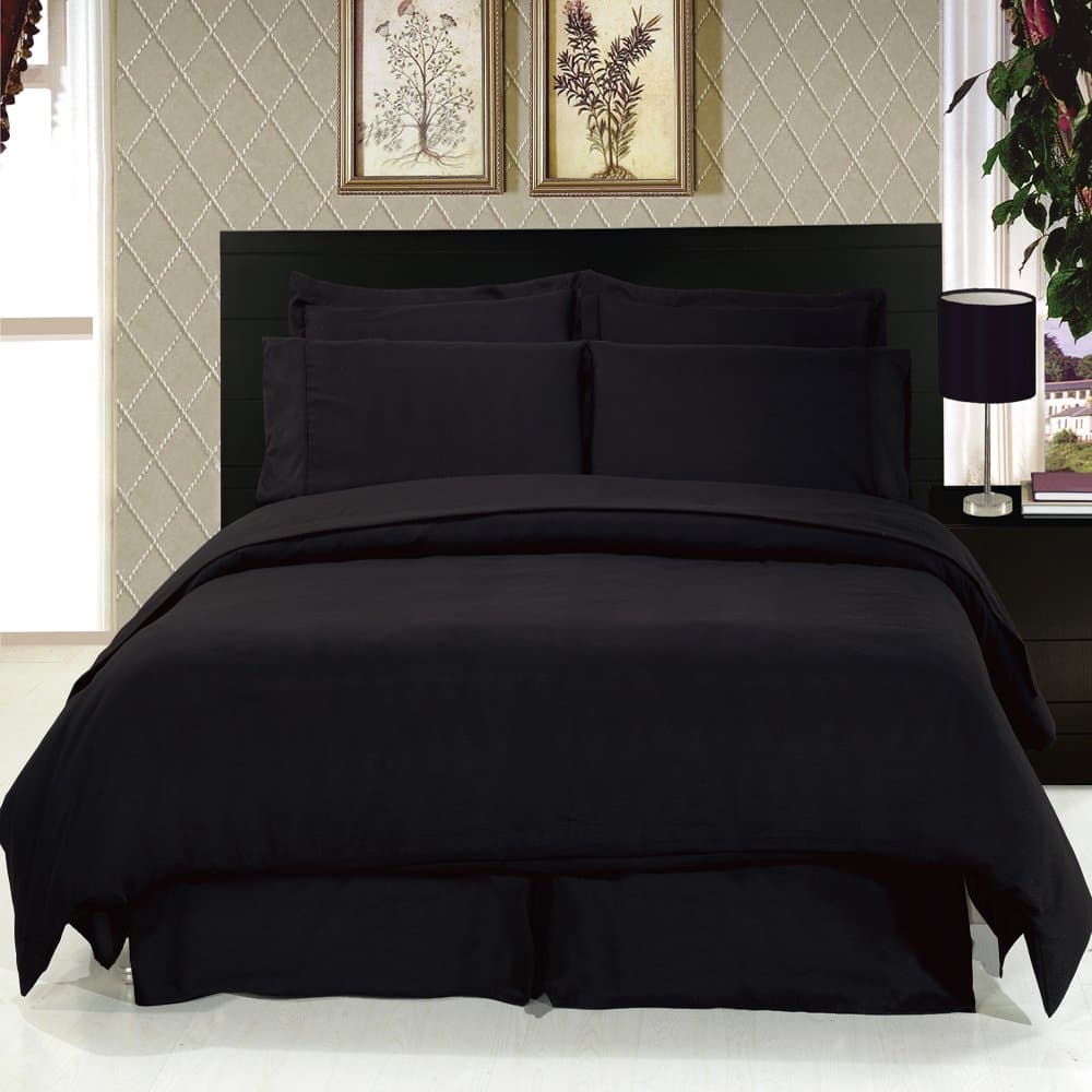 8-Piece Bedding 1200 Thread Count Down Alternative Comforter (Black, King)