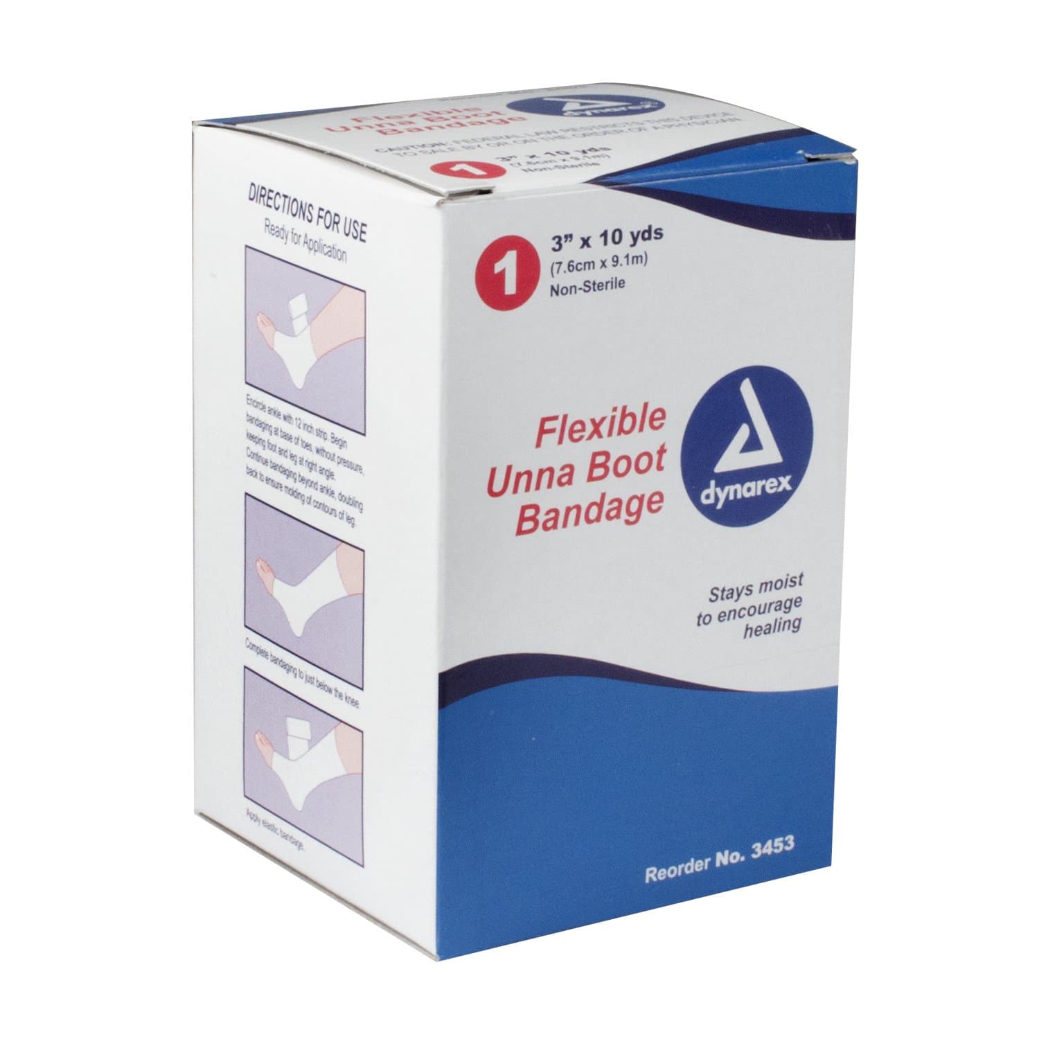 Dynarex Unna Boot Bandage, 3" x 10 Yds - 12/Cs