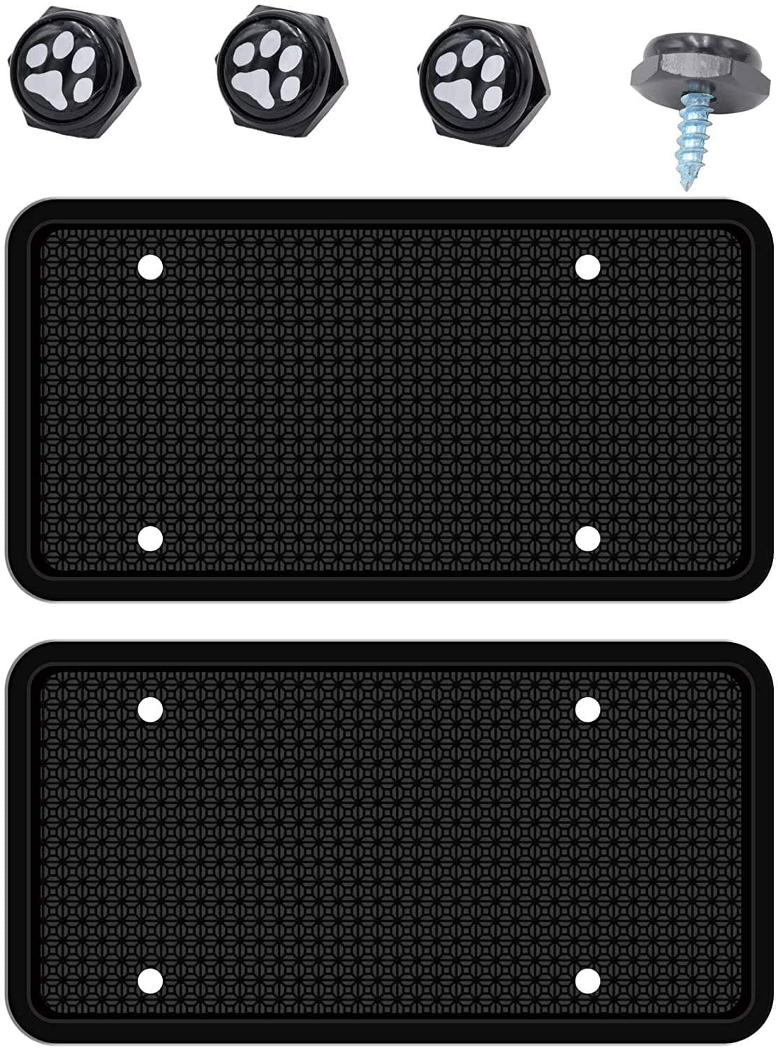 Cutequeen 2Pack Universal US Car Black Silicone License Plate Frames Cover Weather-Proof,Rust-Proof,Rattle-Proof