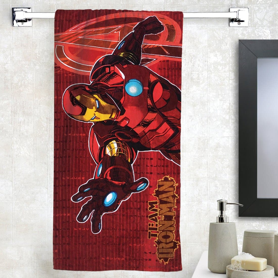 Athom Trendz Marvel Ironman 350 GSM Cotton Bath Towel - Red