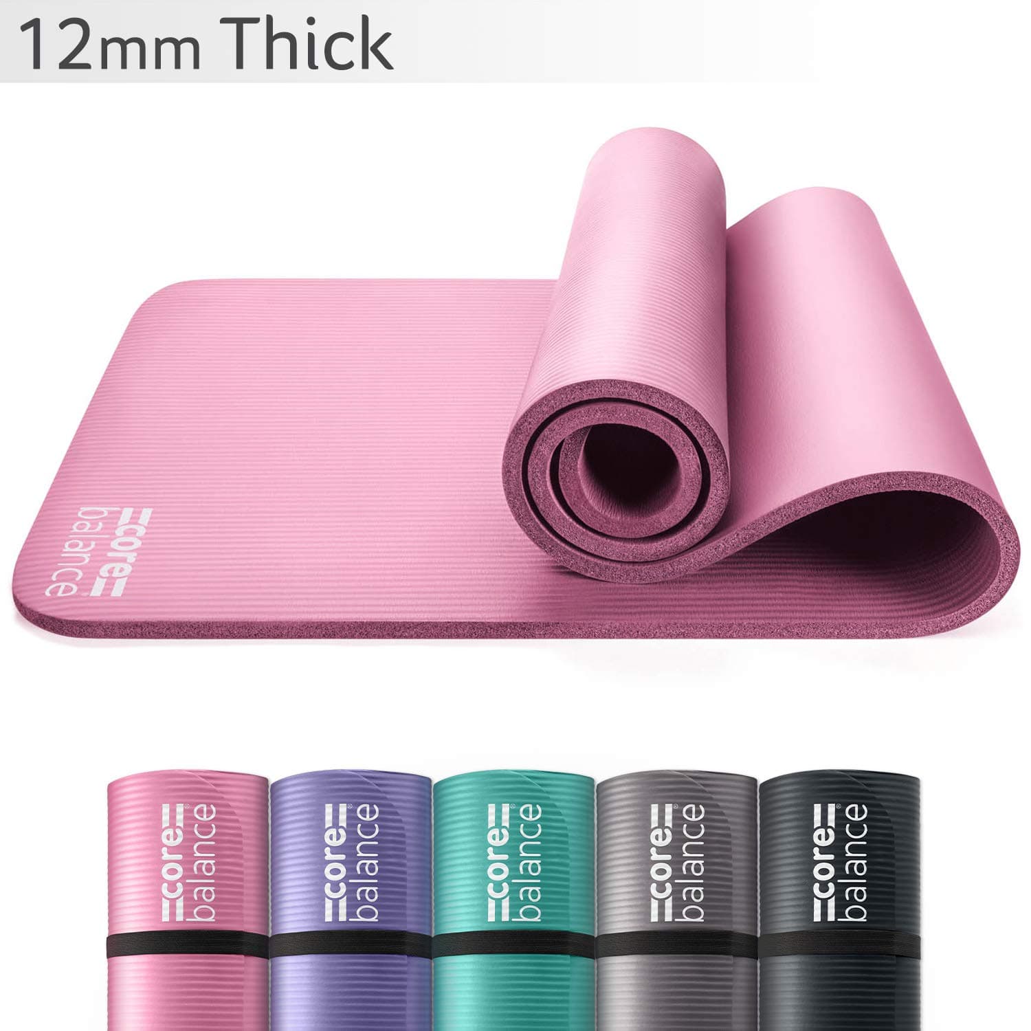 Core Balance Pilates Mat, Extra Thick Foam 12mm, Non Slip, Exercise Fitness Yoga, Lightweight With Carry Strap