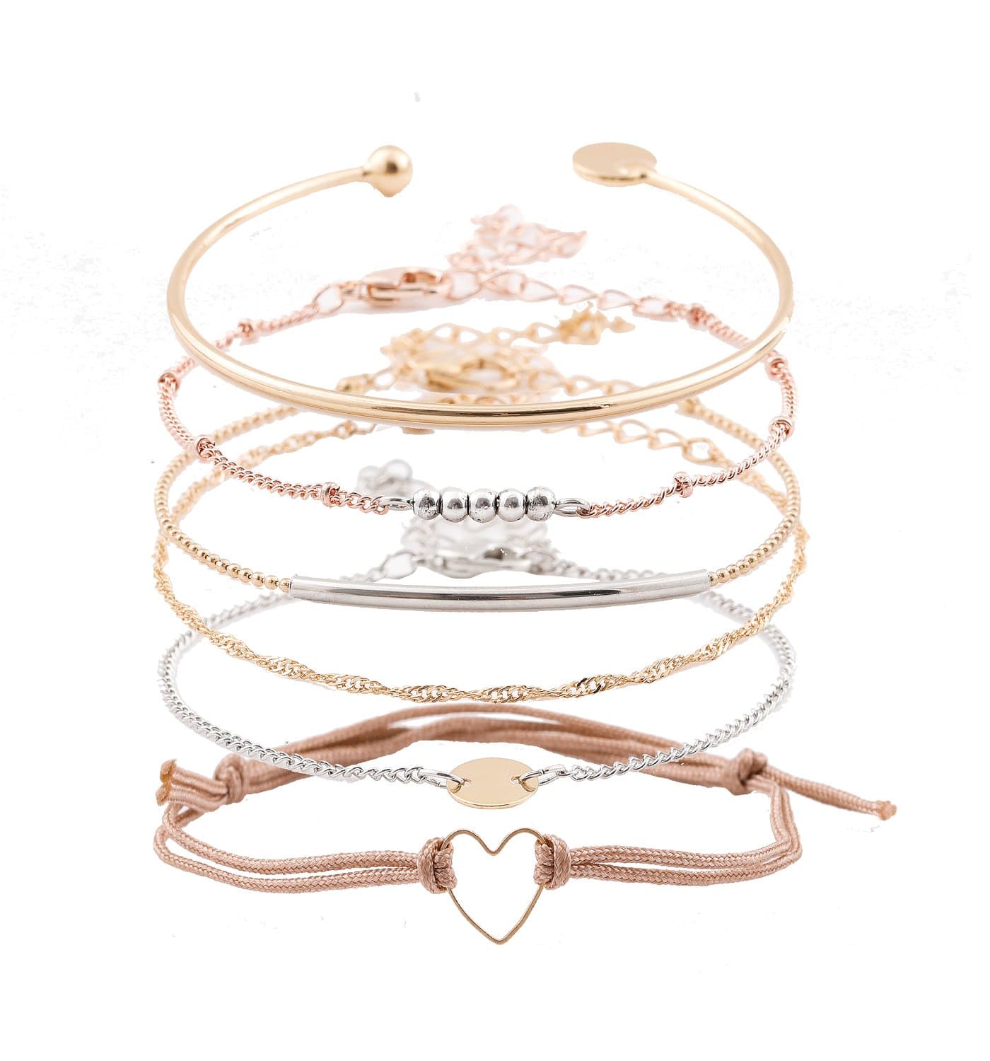 XOCARTIGE Layered Bracelet Set Assorted Beaded Bracelet Multiple Stackable Wrap Bangle Jewelry Adjustable