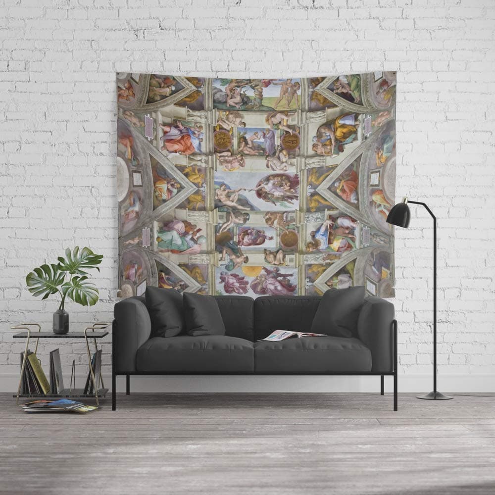Wall Tapestry, Size Large: 60" x 90", Michelangelo Sistine Chapel Ceiling,