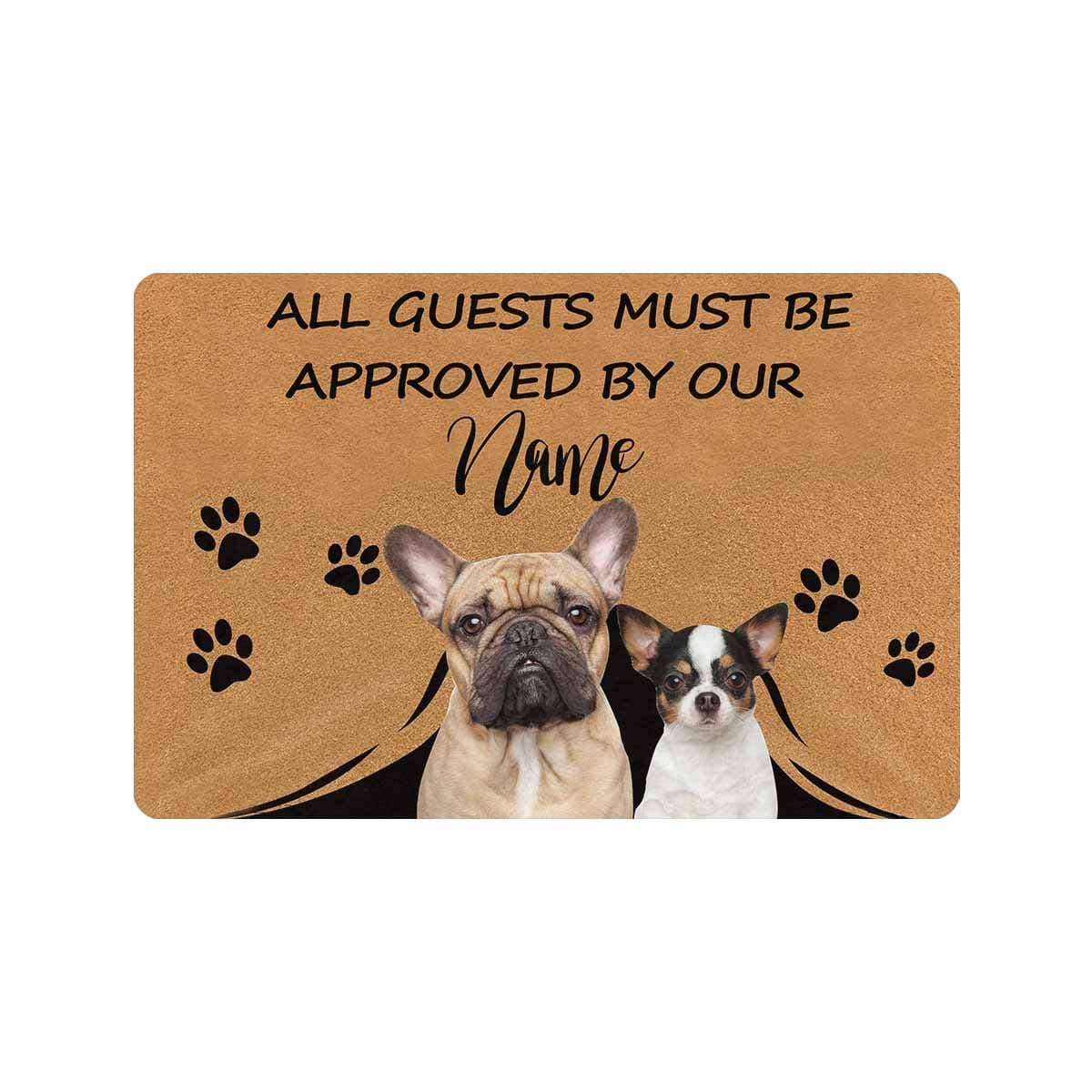 MyPupSocks Custom Personalized All Guests Must Be Approved by Our Pet Dog Doormat 23.6 x 15.7 Inches with Name Door Floor Mat Outdoor Indoor Front Welcome Mat Kitchen Rug