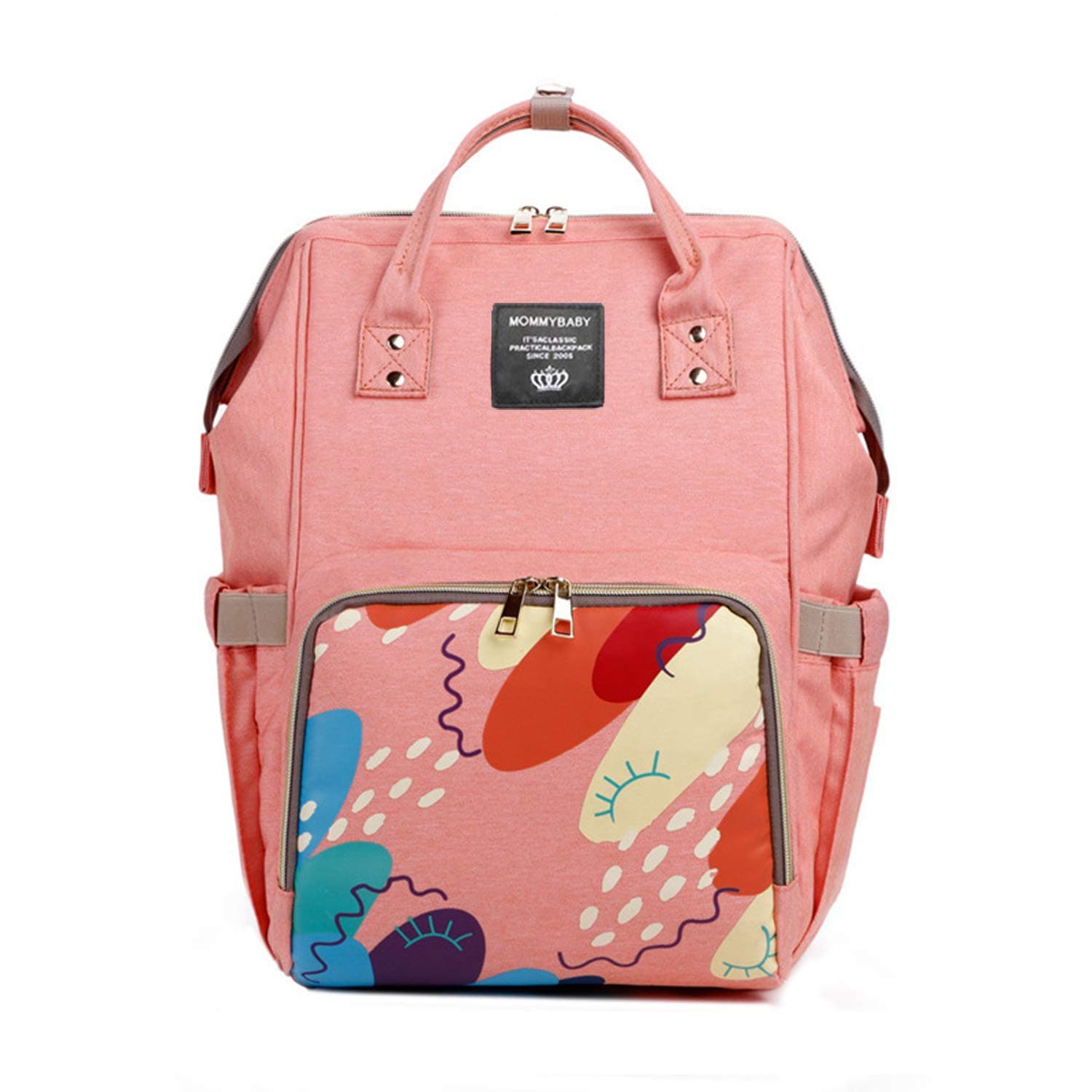 Vinkl Baby Diaper Bag Maternity Backpack (Printed Pink)