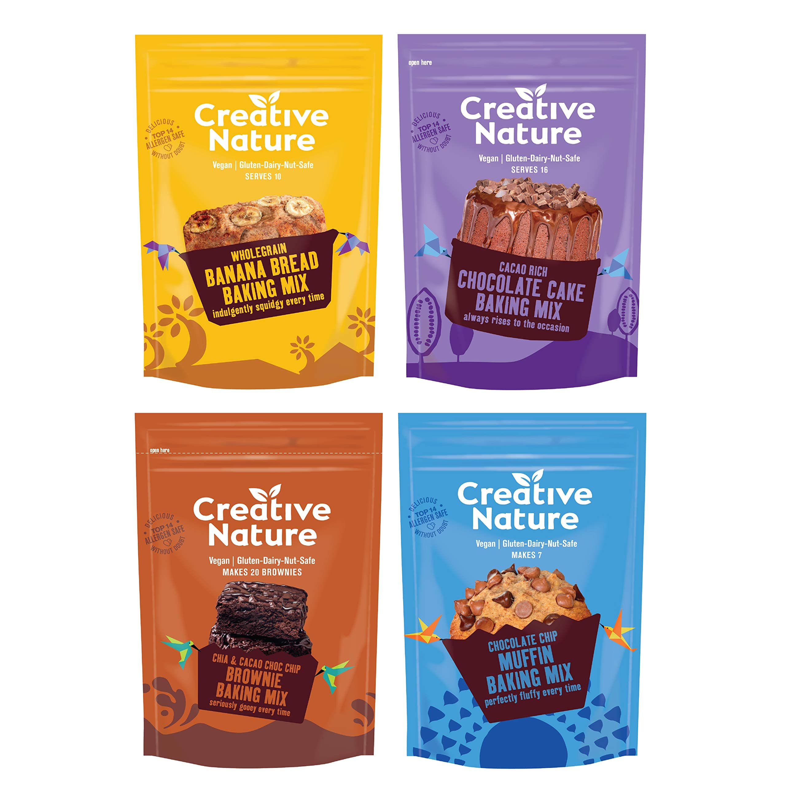 Creative Nature Vegan and Gluten Free Baking Mixes Value Bundle - 4 x Baking Mixes, Vegan Snacks