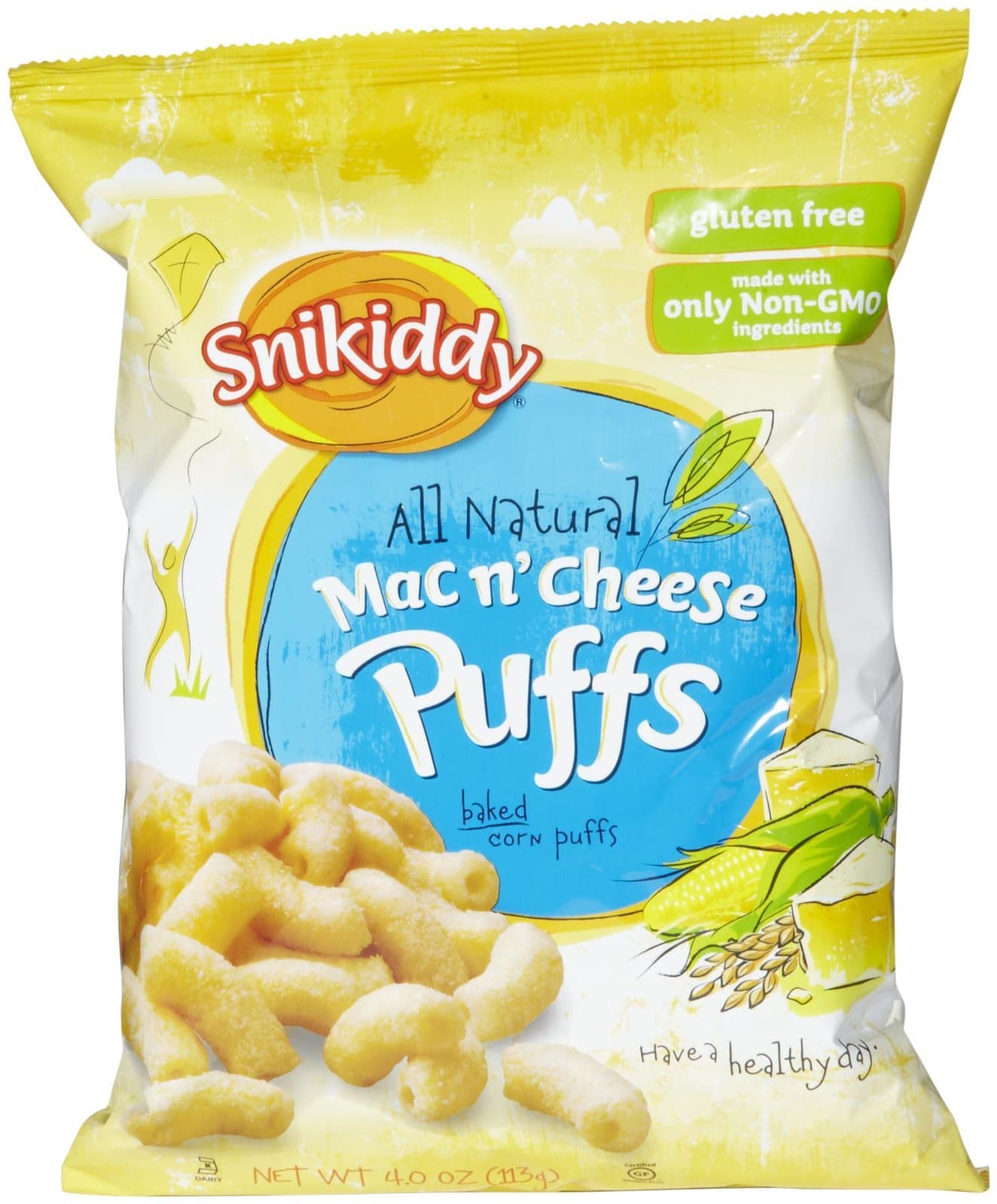 Snikiddy Snacks Mac N' Cheese Corn Puffs, 4 oz, 12 ct