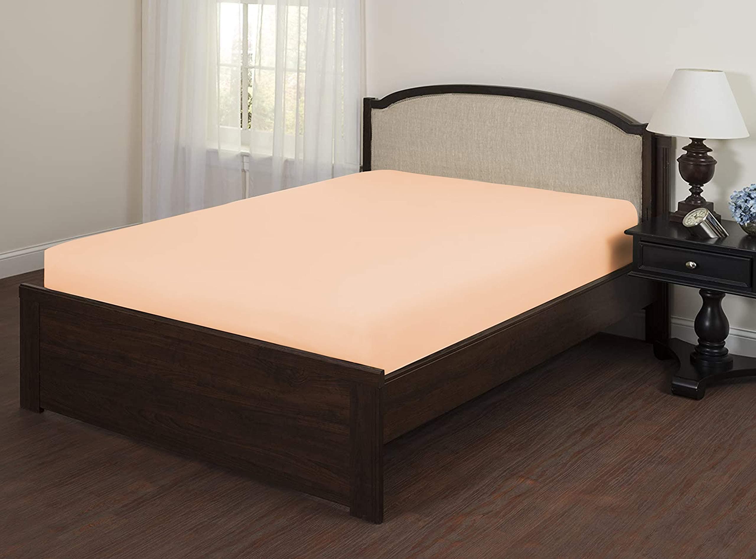 Superity Linen King Fitted Sheet Made from Cotton. Moisture Wicking Cotton Bed Sheet for Breathable, Dry, and Comfortable Night's Sleep. 200 Thread Count. (Beige)