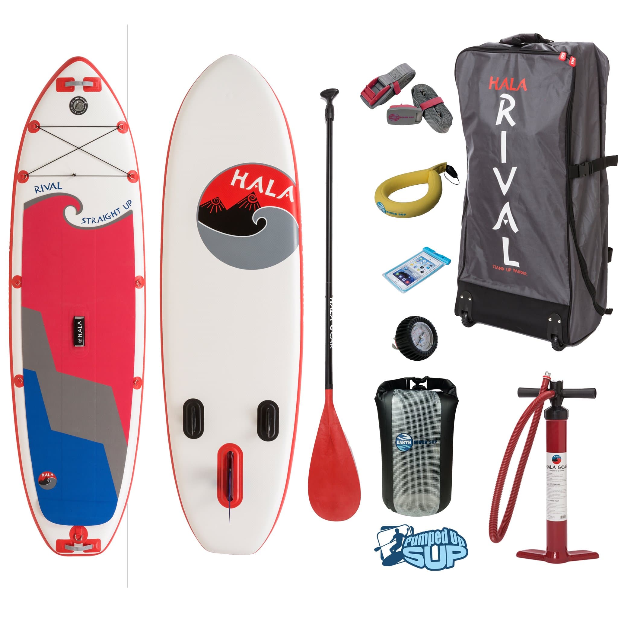 HALA Rival Straight UP Inflatable SUP 2018 (10'0" x 33" x 6") Incl. Pumped Up SUP ERS Gear Pack