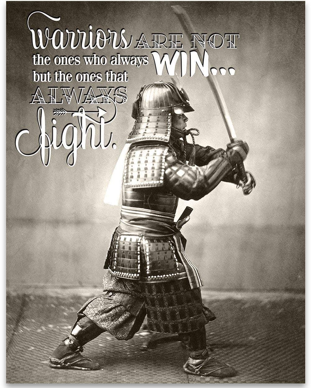 Samurai Warrior With Sword - Fight Like A Warrior - 11x14 Unframed Art Print - Great Dojo Decor or Gift Under $15 to People Who are Fascinated by Japanese History