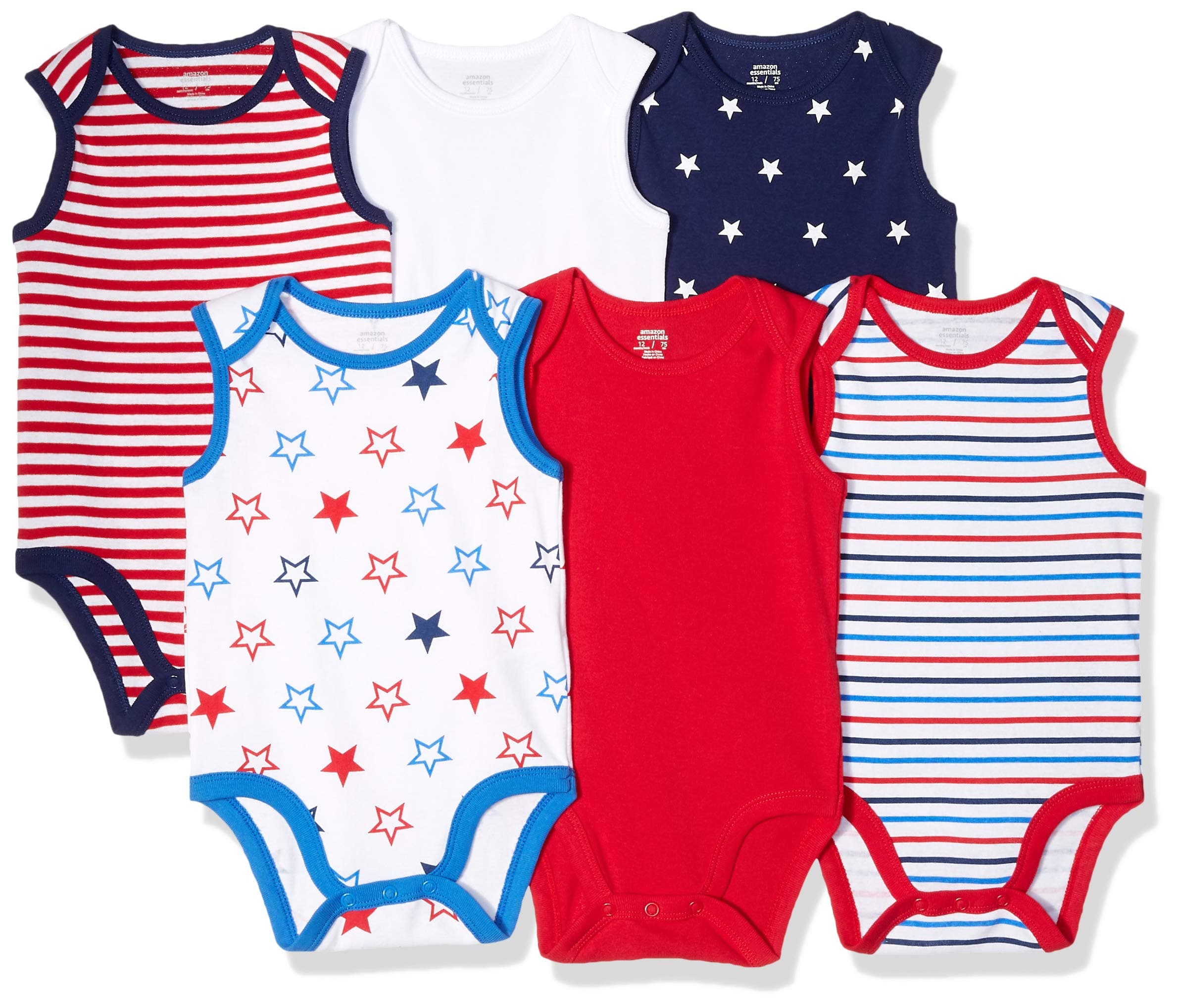 Amazon Essentials Girls' Infant 6-Pack Sleeveless Bodysuits