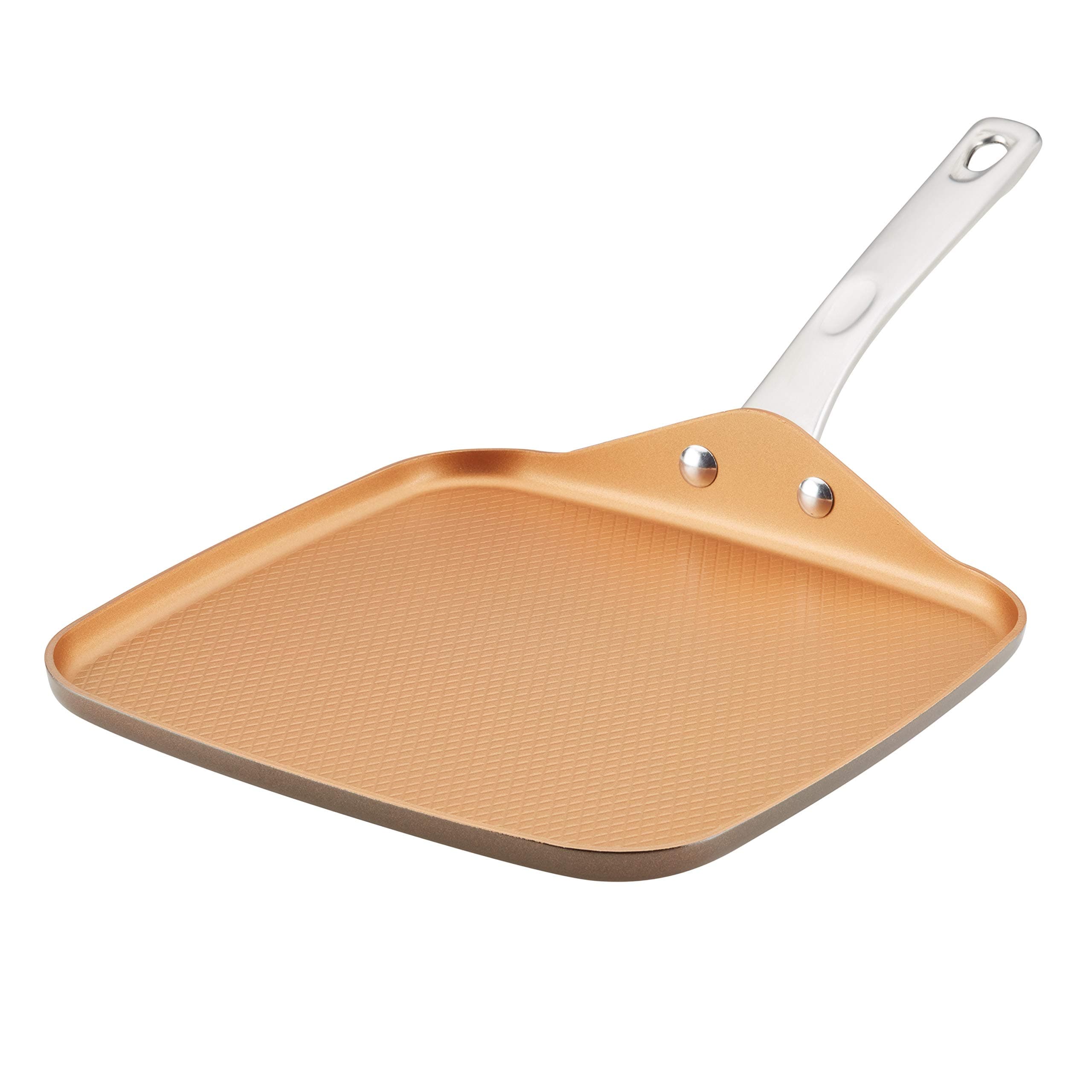 Ayesha Curry Home Collection Nonstick Square Griddle / Grill Pan - 11 Inch, Brown Sugar