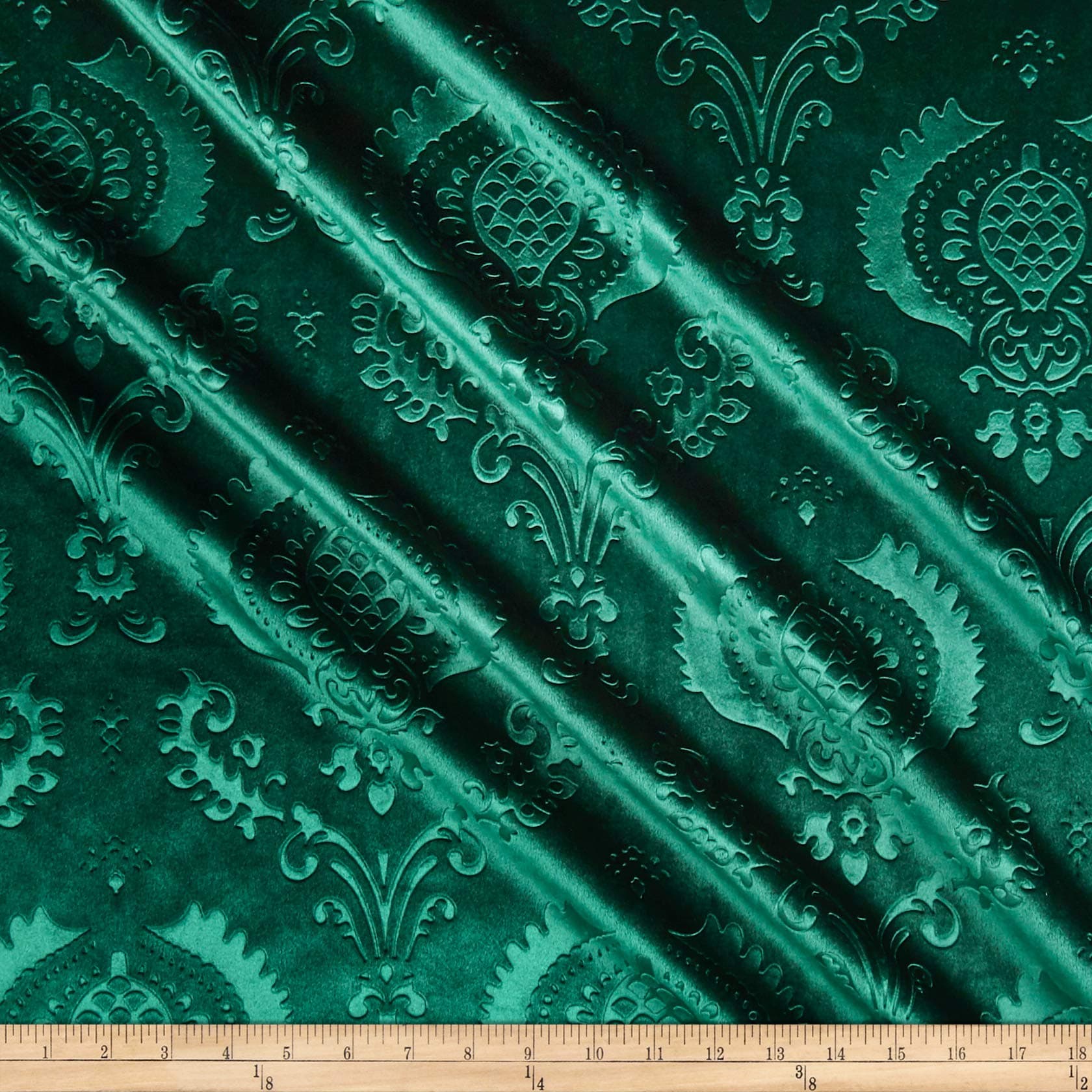 Embossed Velvet Damask Forest, Fabric by The Yard