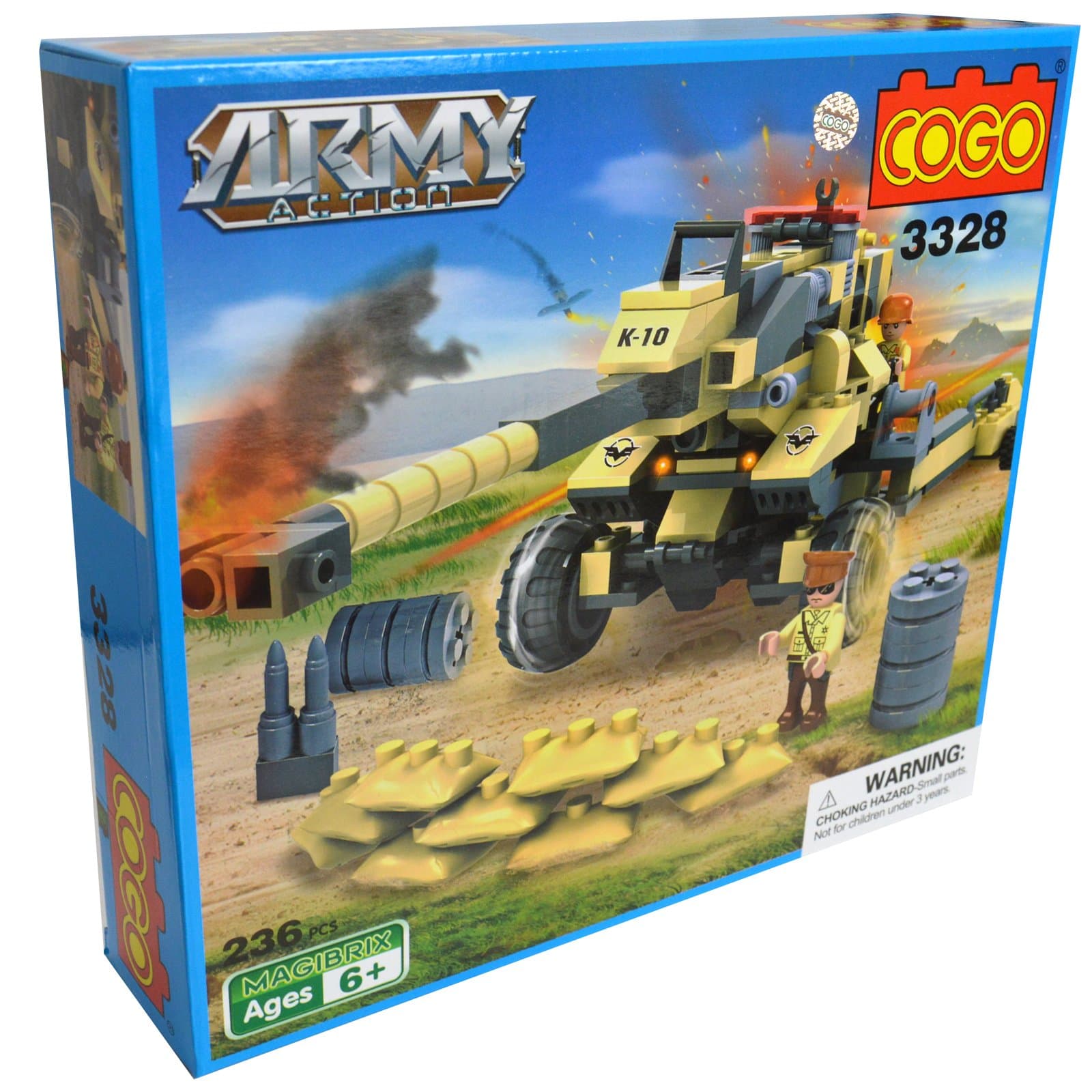 COGO™ Building Blocks Collection For Kids Construction Set Army Tanks Planes Soldiers Helicopter Robot Transformer Educational Fun Toys (Army Cannon)