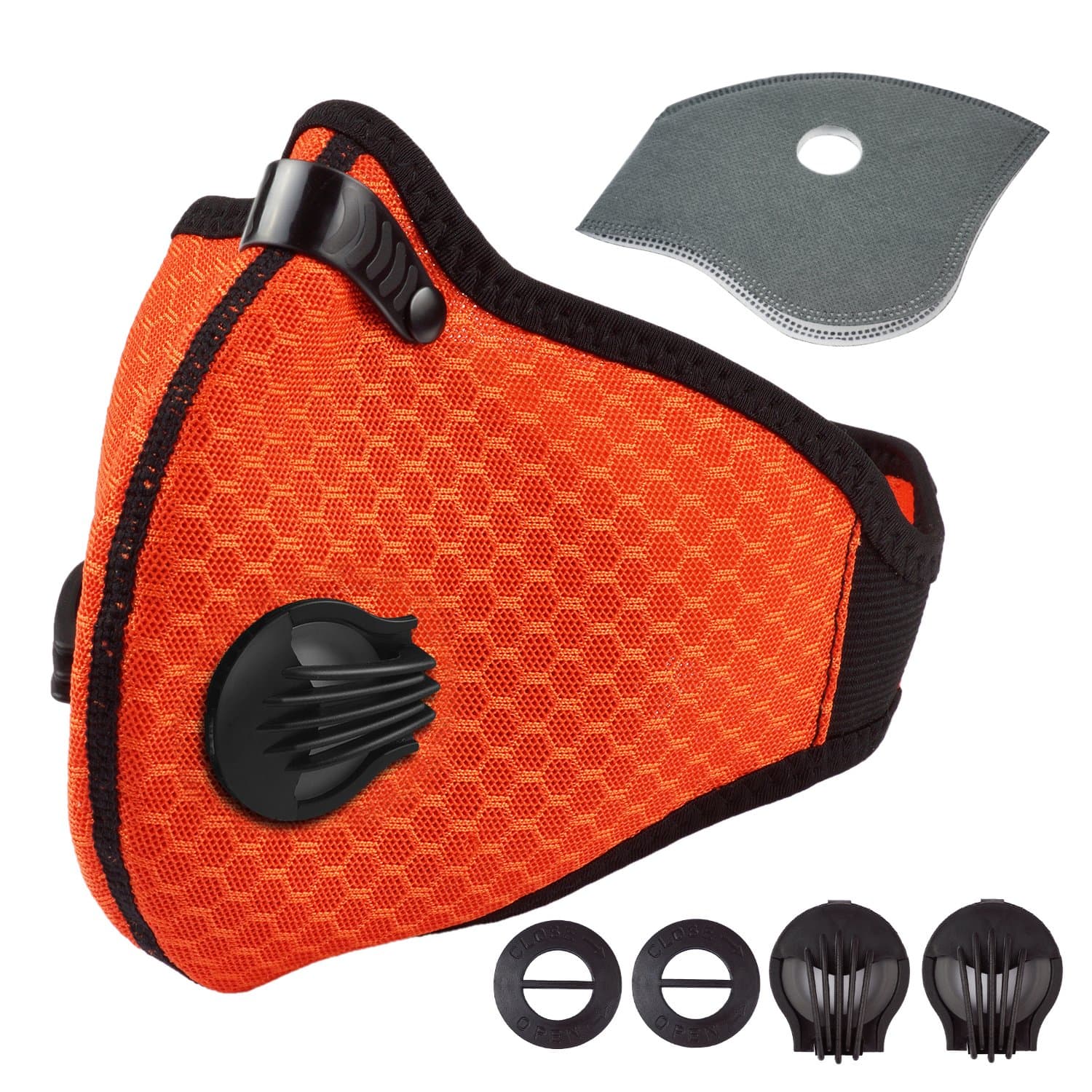 Dust Mask/Activated Carbon Dustproof Mask with Extra Filter Cotton Sheet and Valves for Anti Pollen Allergy, PM2.5, Exhaust Gas, Motorcycle, Bicycle, Cycling, Ski, XSports and Outdoor Activities