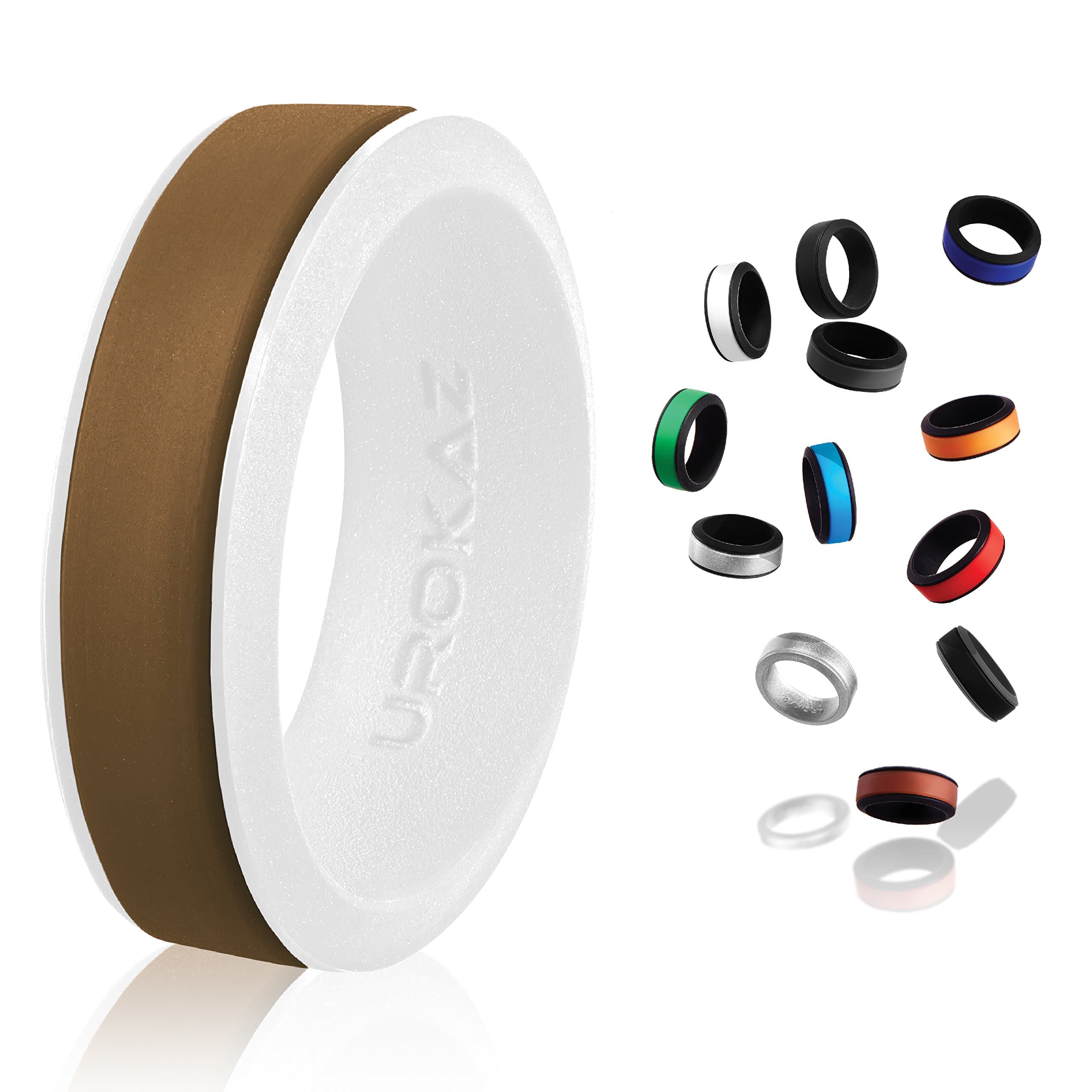 UROKAZ Silicone Wedding RingBrown WhiteSize 4 Inner Diameter ~ 14.88 mm