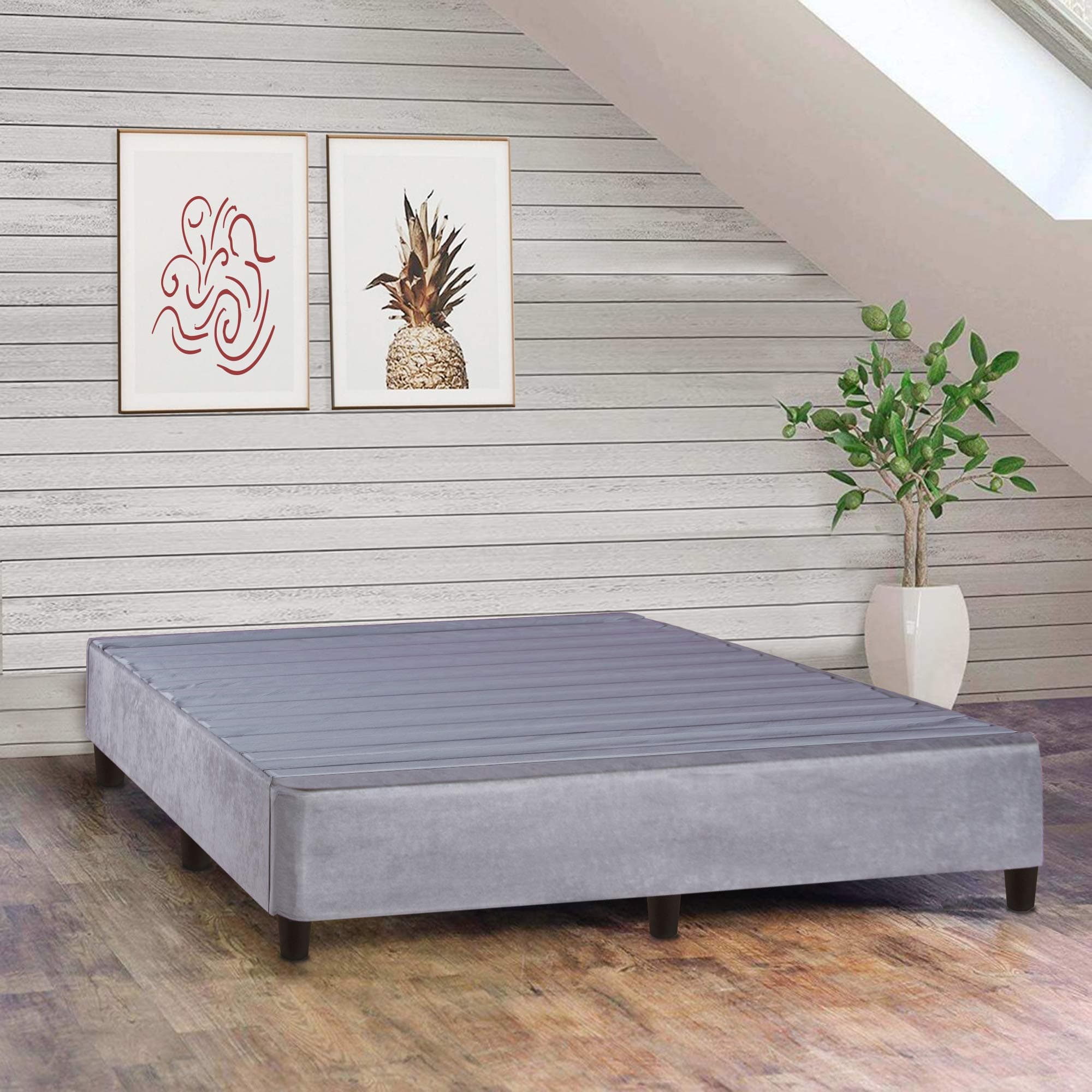 Spring Sleep 13-Inch Platform Bed For Mattress, Eliminate Need For Box Spring And Frame, King, Grey