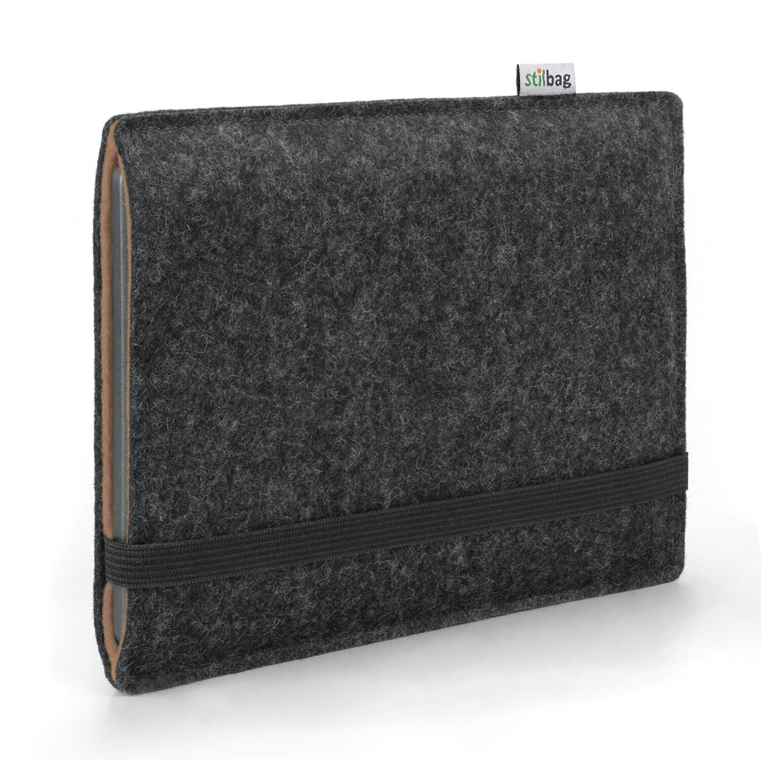 Stilbag e-Reader sleeve FINN for ArtaTech InkBook Lumos | Wool felt anthracite - brown | Protective cover Made in Germany