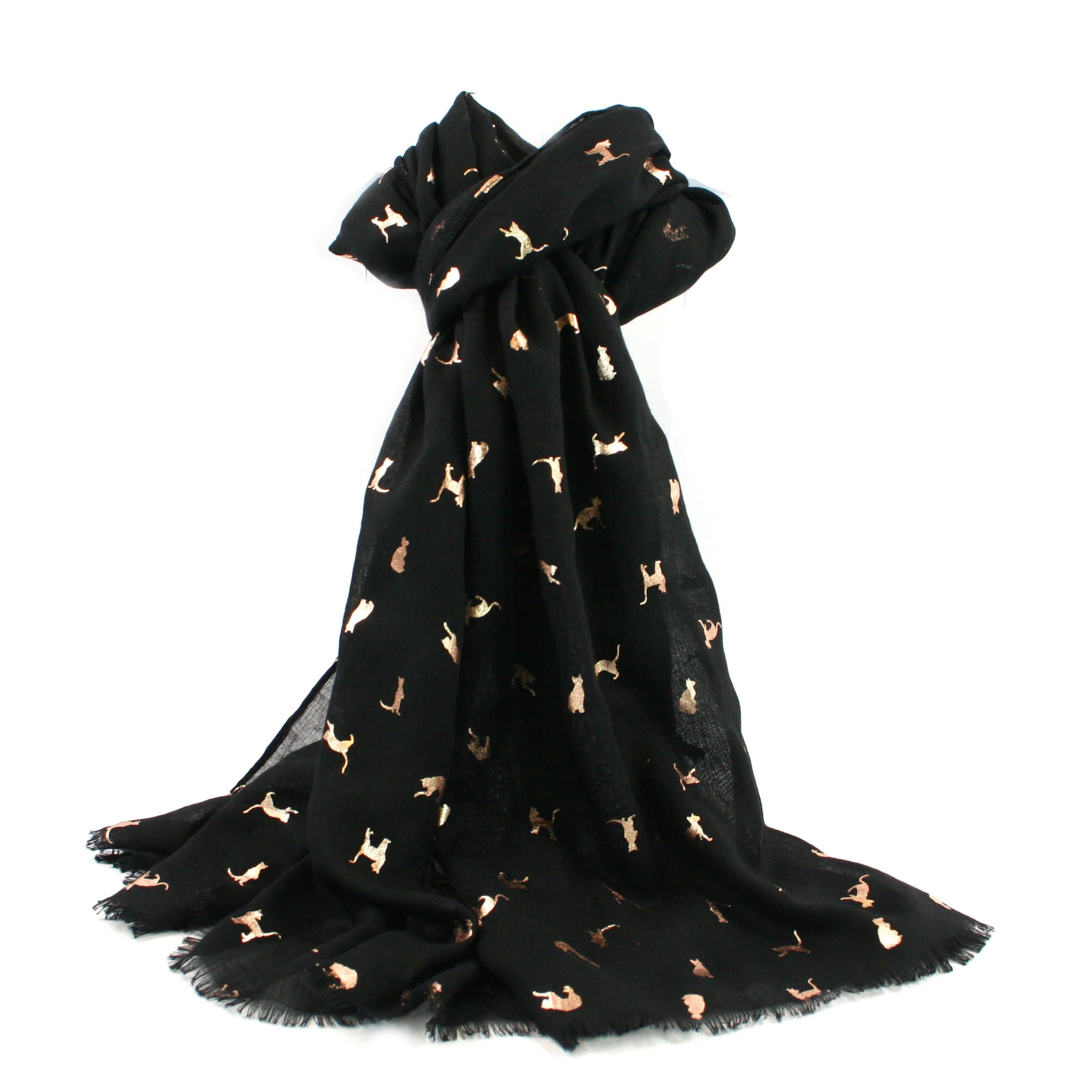 Black GingerCat Scarf - Black and Rose Gold