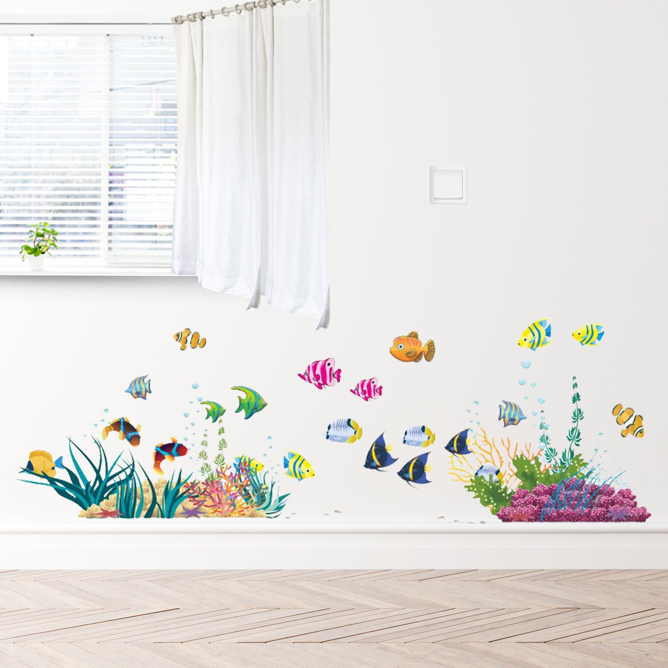 Removable Creative 3D Under The Sea Wall Decals Kids Room Wall Decorations Art Decor Stickers Nursery Decor 3D Art Decal Bedroom Bathroom Sticker