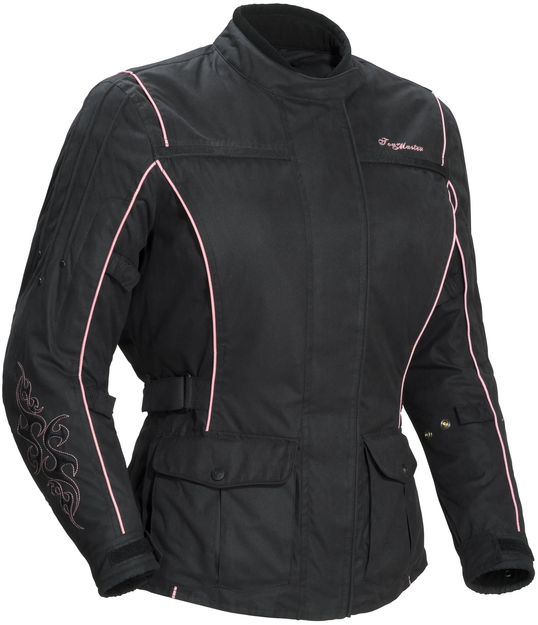 Tourmaster 'Motive' Womens Black/Pink Textile Jacket - Plus Medium