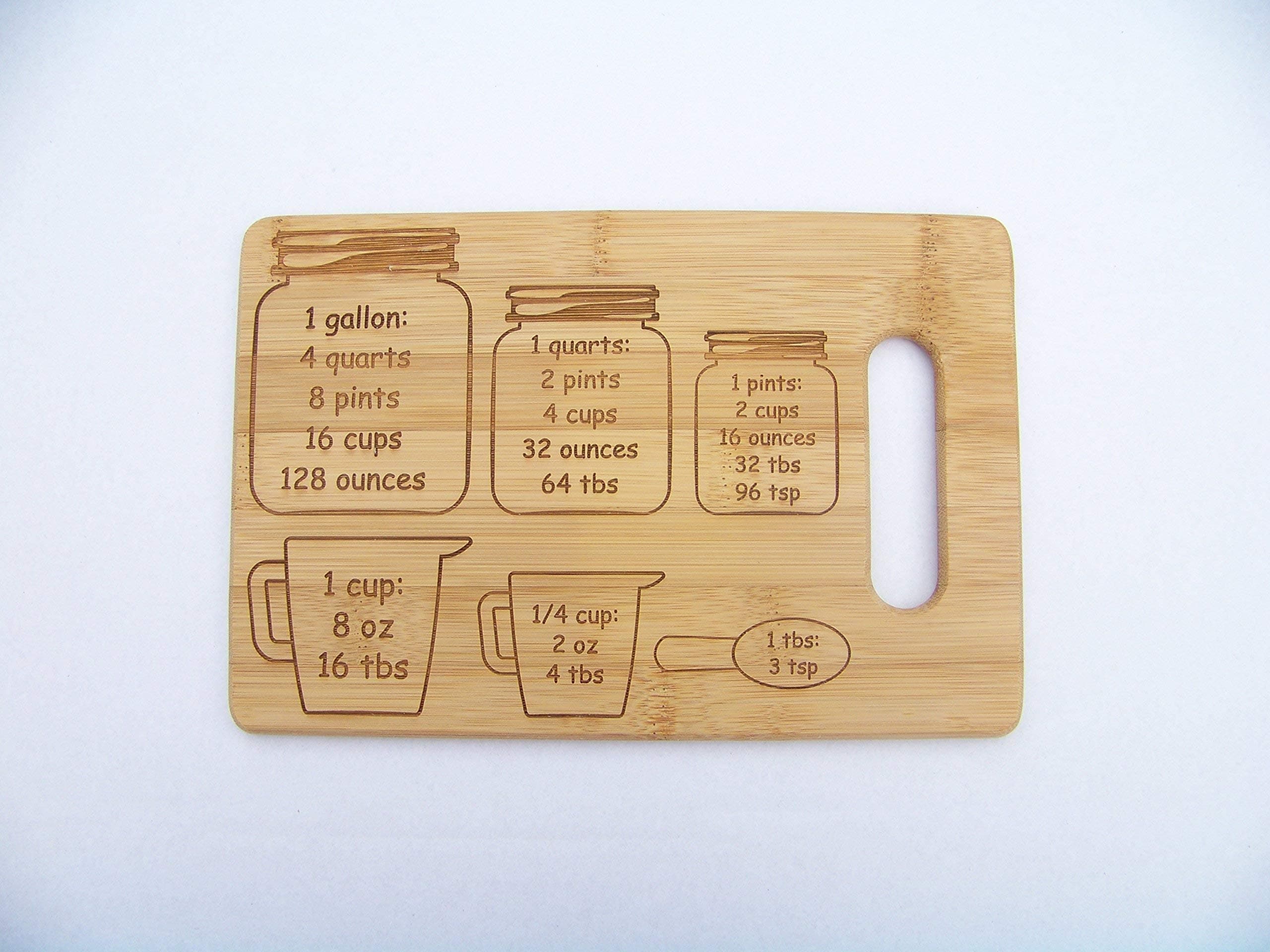 Bamboo Cutting Board with Measurement Conversions 6 inches by 9 inches