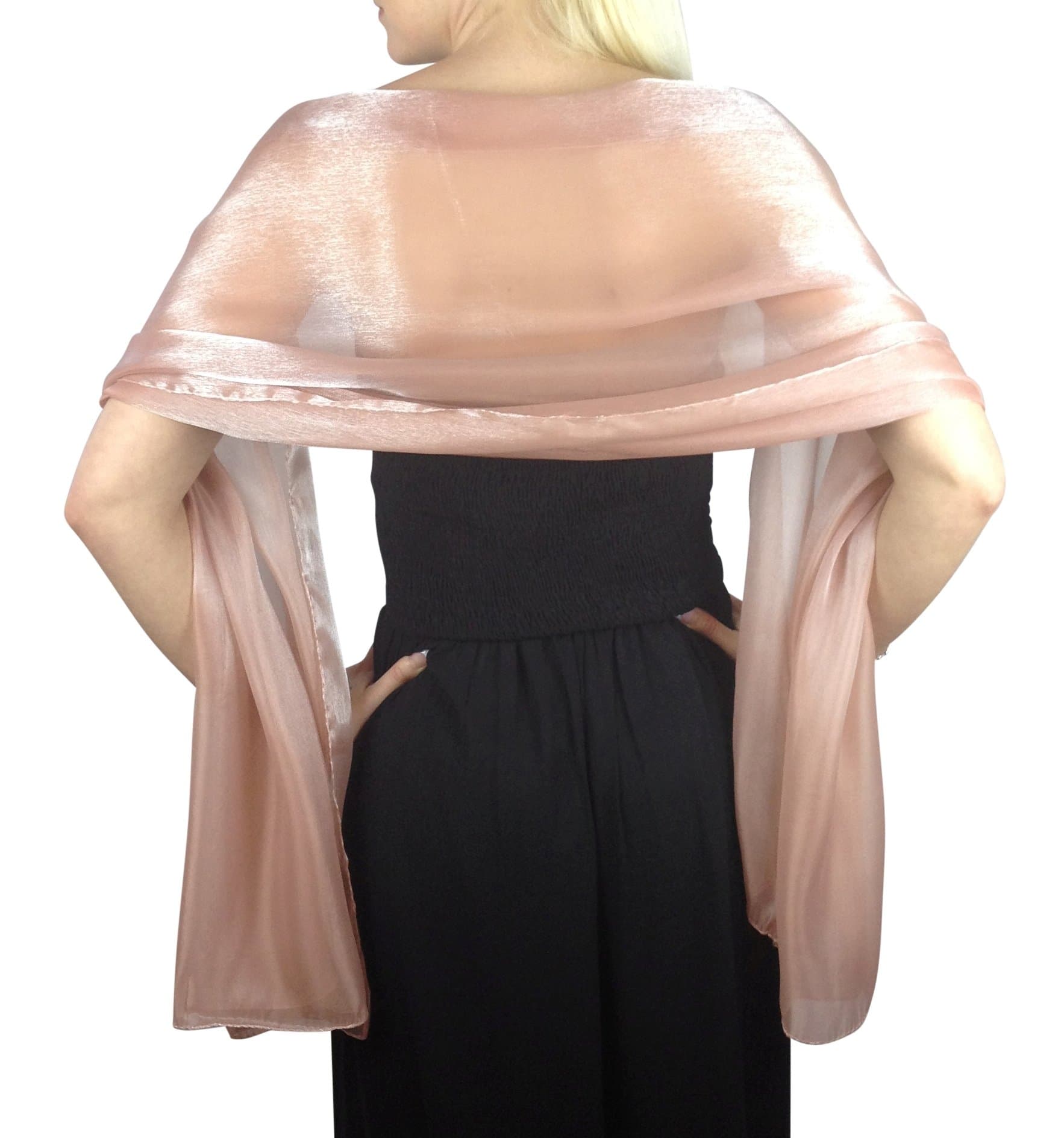 Central Chic Dusky Pink Silky Iridescent Wrap Stole Shawl For Weddings Bridal Bridesmaids & Evening Wear