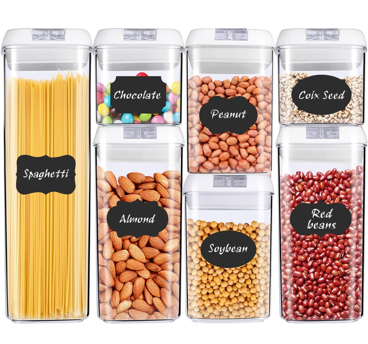 Food Storage Container with Lids,MCIRCO Airtight Plastic Container Spaghetti & Cereal Dispenser BPA Free,Set of 7