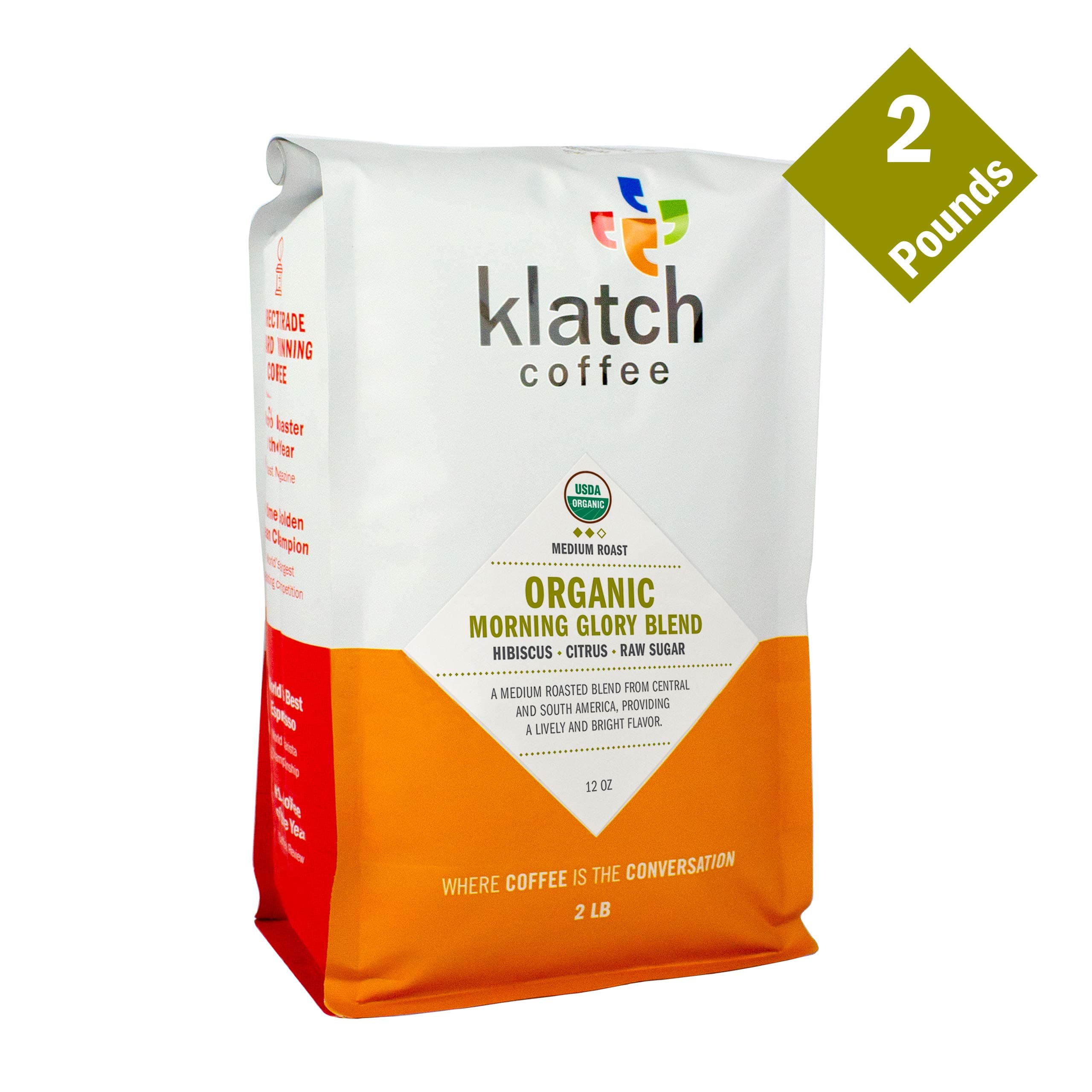 Klatch Coffee Organic Morning Glory Blend Medium Roast, 2 Pounds, Whole bean