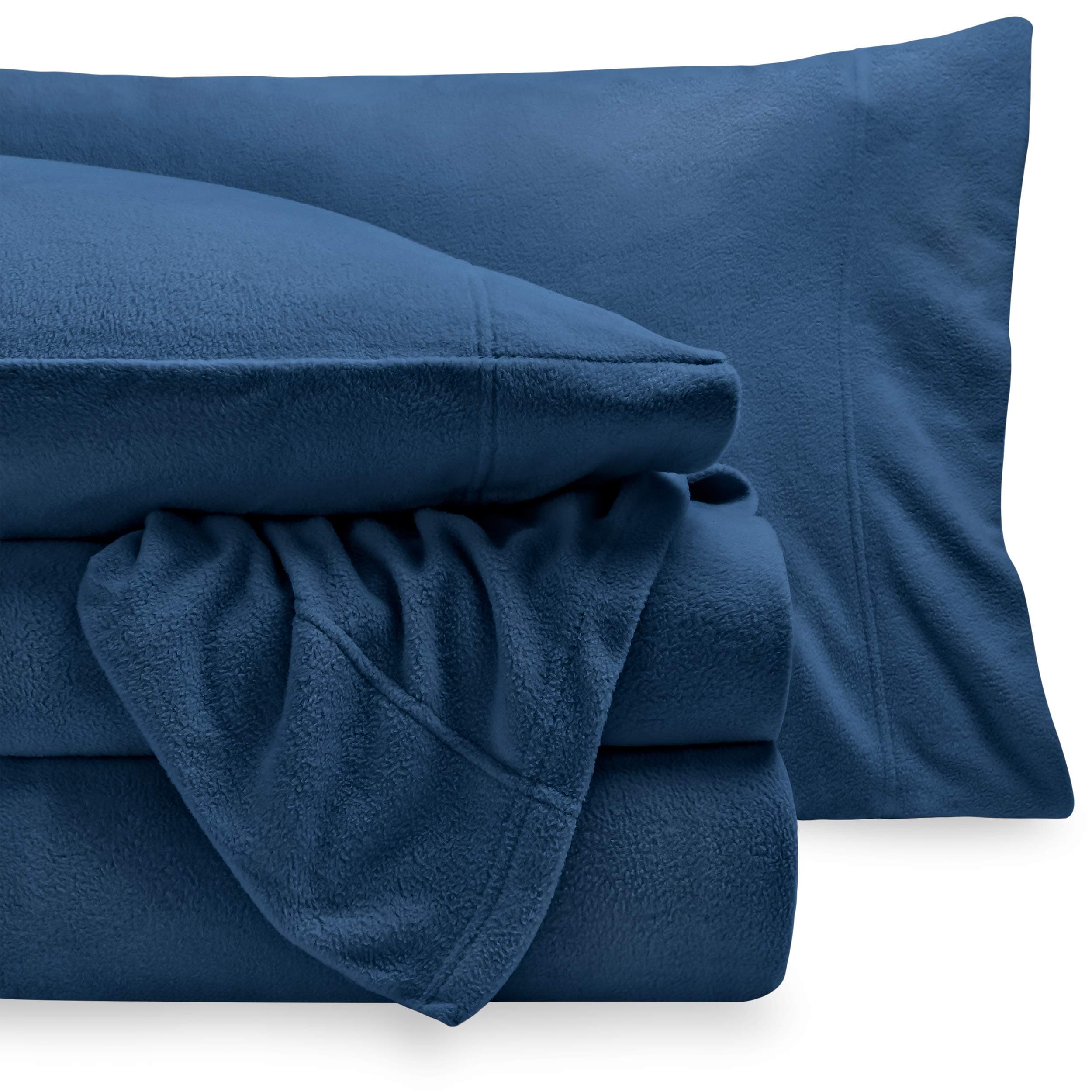 Bare Home Super Soft Fleece Sheet Set - Full Size - Extra Plush Polar Fleece, No-Pilling Bed Sheets - All Season Cozy Warmth (Full, Dark Blue)