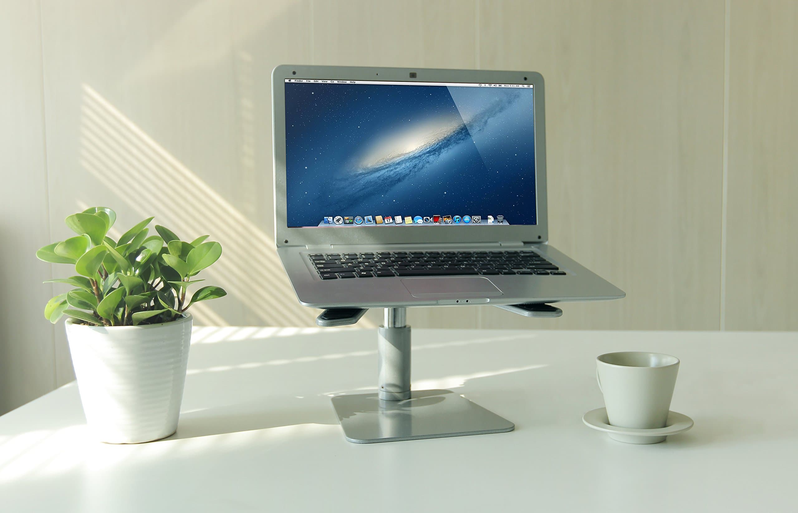 Ergoshopping Stepless Slanted Laptop Riser Stand Adjustable Height I Lift and Tilt your Notebook I Desk Orgainzer