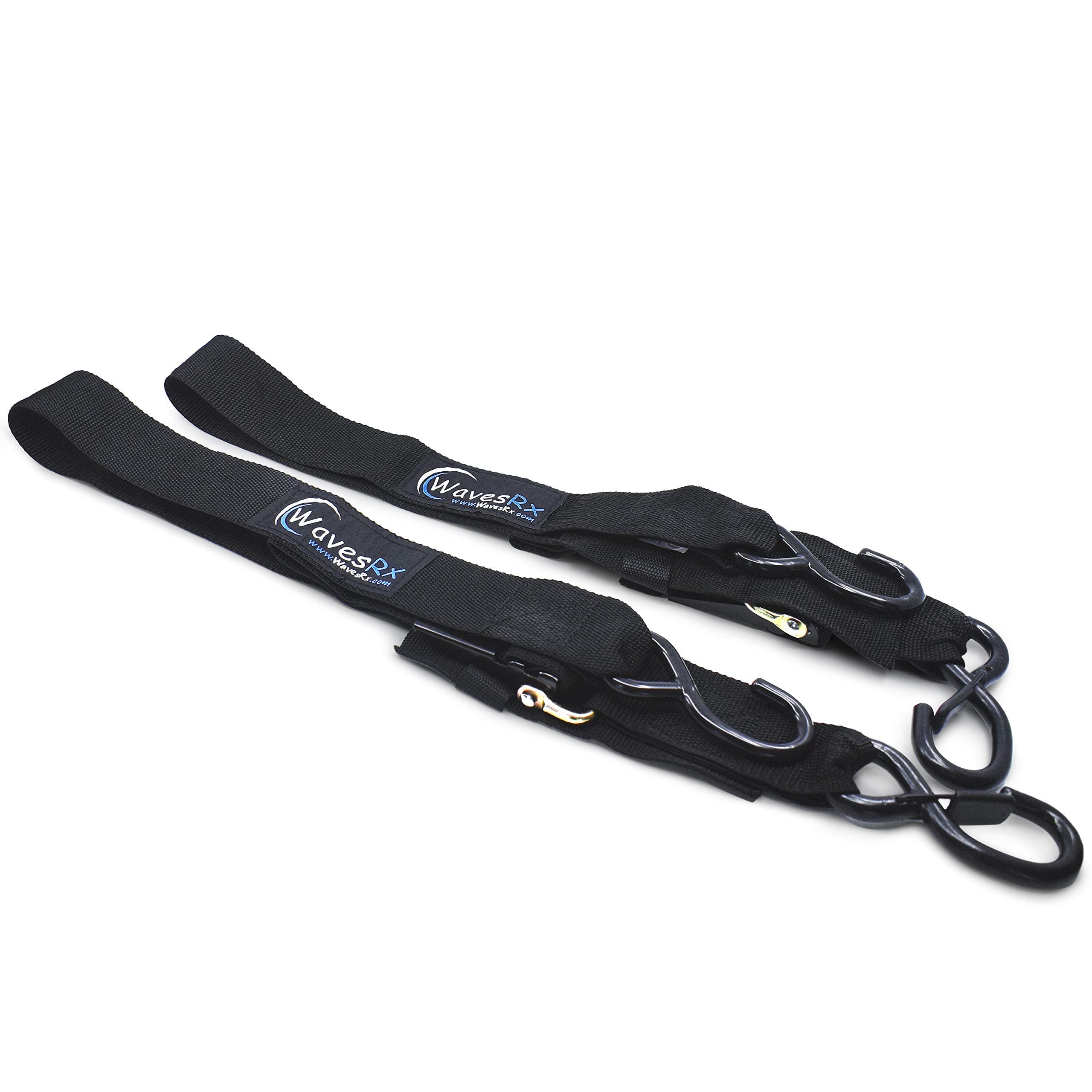 WavesRx Marine Boat Trailer Transom Tie-Downs | 1200 LBS Capacity Adjustable Safety Straps to Securely Transport Boats, Jet Skis and PWC | Select Size (24" or 48") and Quantity (2PK or 4PK) Below