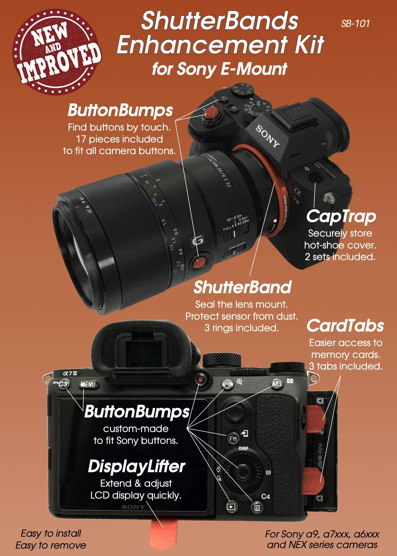 ShutterBands Enhancement Kit - 5 Accessories Compatible with Sony E-Mount Cameras