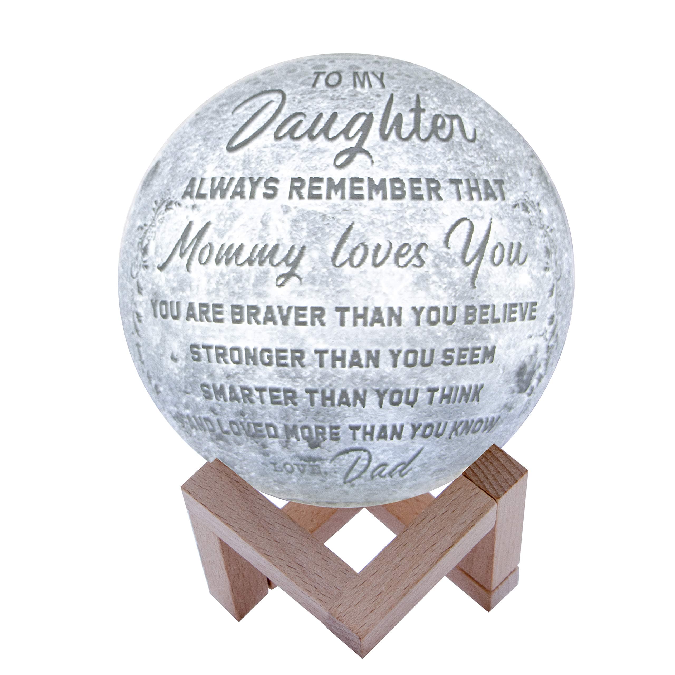 Engraved 3D Moon Lamp for Daughter,Personalized 5.9 Inch 3D Printing Moon Light Gift for Daughter Son Graduation Gift from Mom, from Dad (for Duaghter Form Dad)
