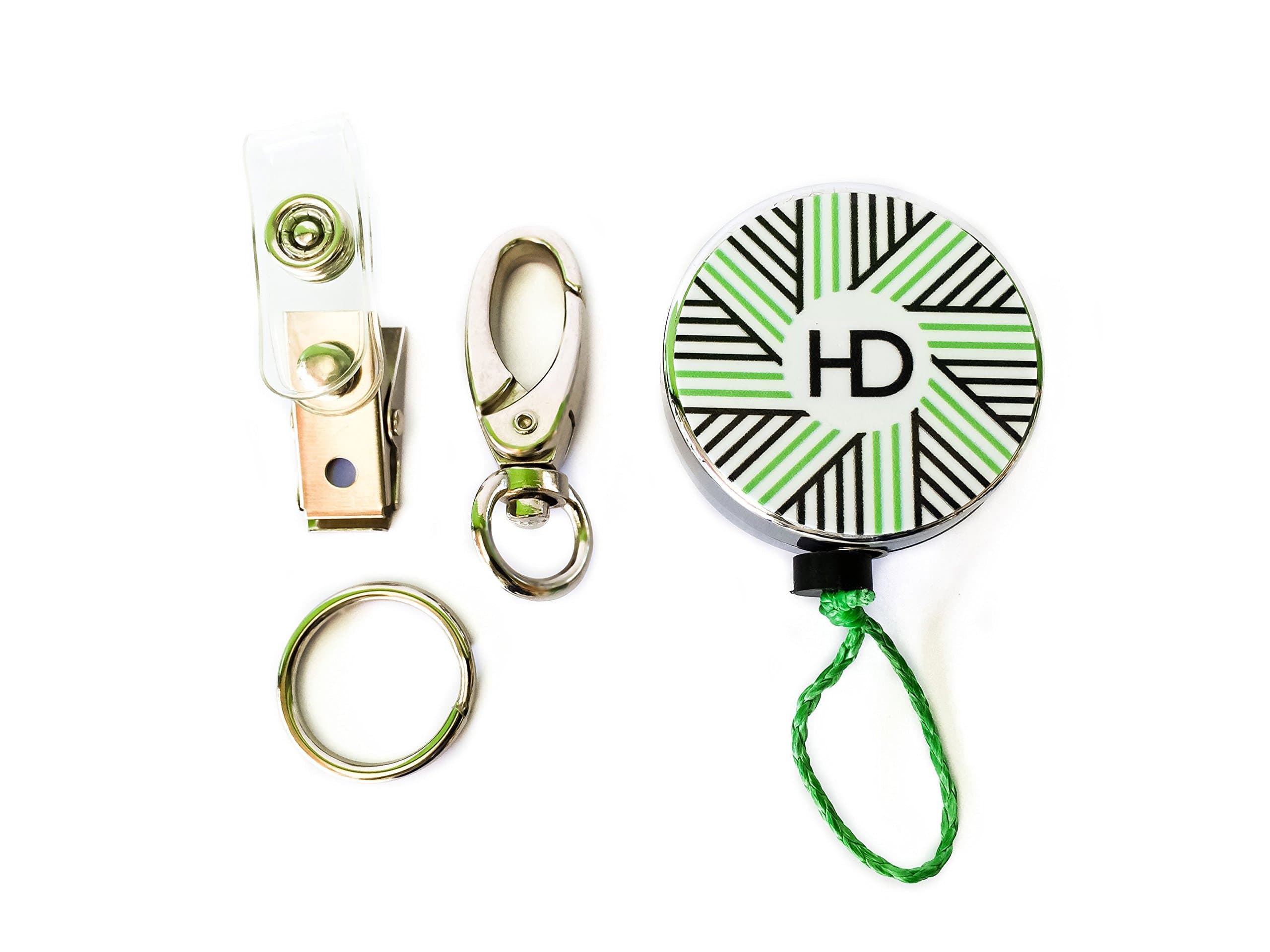 48" Retractable Badge and Key Reel with Belt Clip. Interchangeable Heavy Duty Key Ring, Swivel Clip, and ID Badge Clip. Full Metal Construction with 100 lbs. Tensile Strength! 2 Oz. retraction.