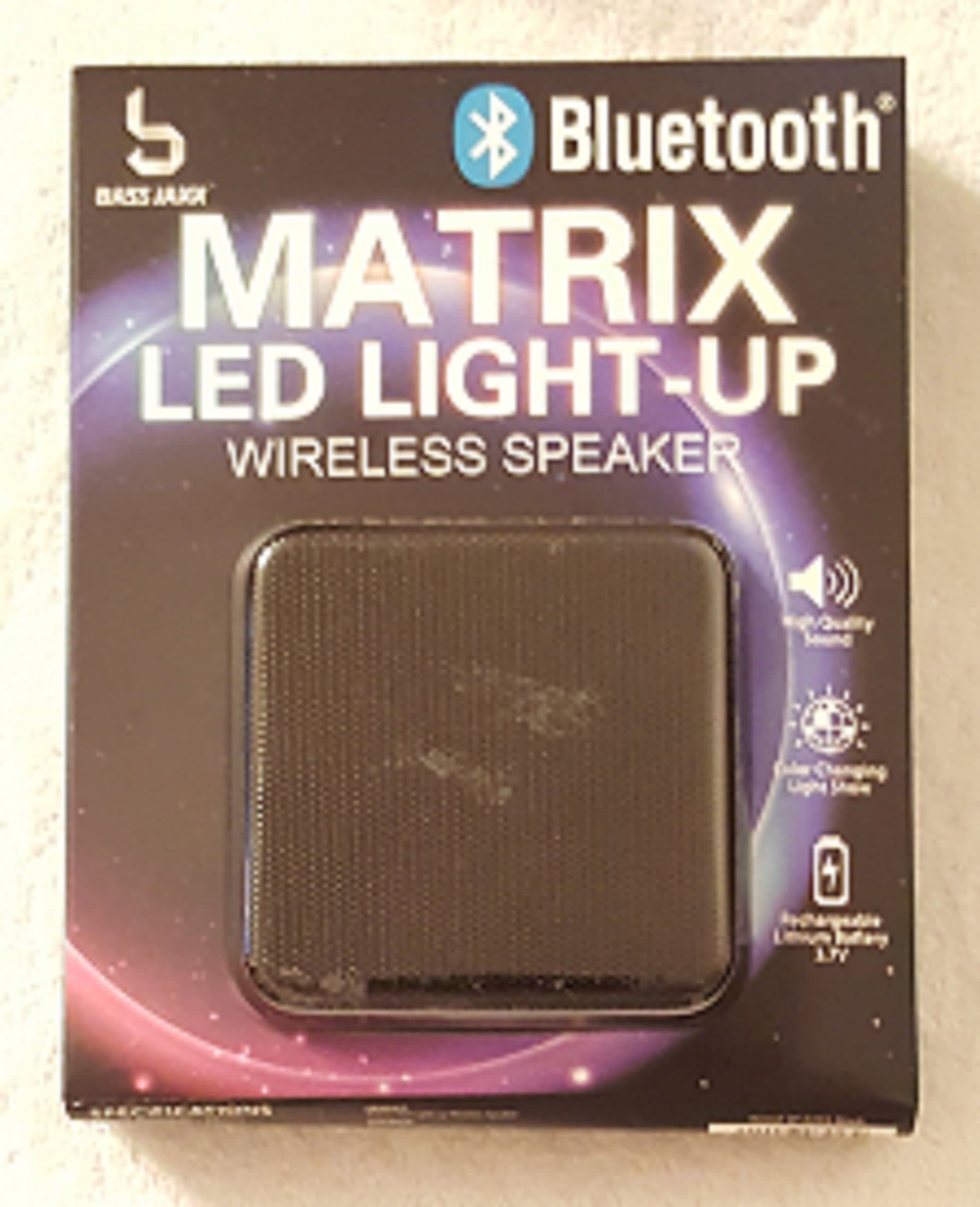 Bass Jaxx Bluetooth Matrix LED Light-Up Wireless Speaker Black