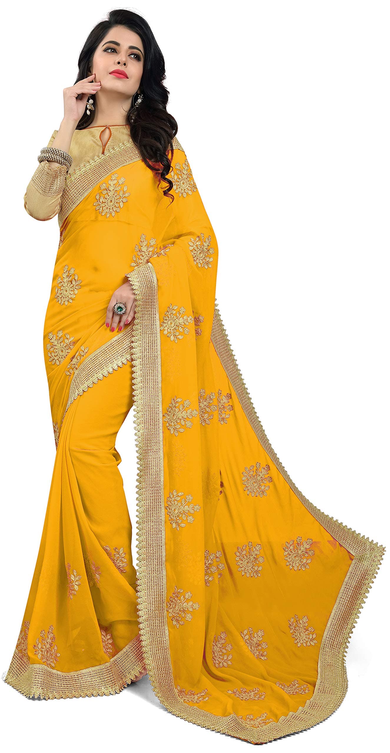 Women's Silk & Georgette Saree With Blouse