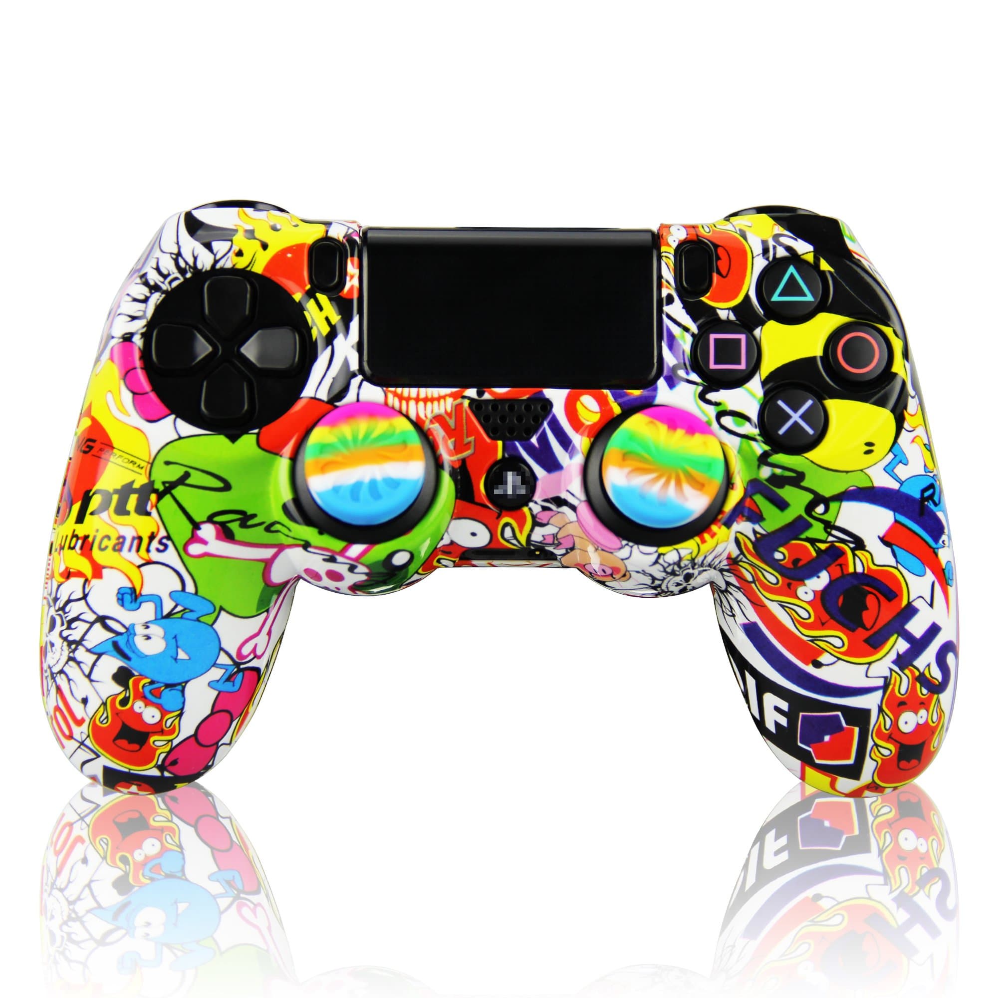 Customized Anti-Slip Controller Cover with 2pcs Thumbstick Caps, Protective Hard Skin Shell Compatible with Sony Playstation 4 PS4 PS4 Pro/Slim Wireless Controller (Color)