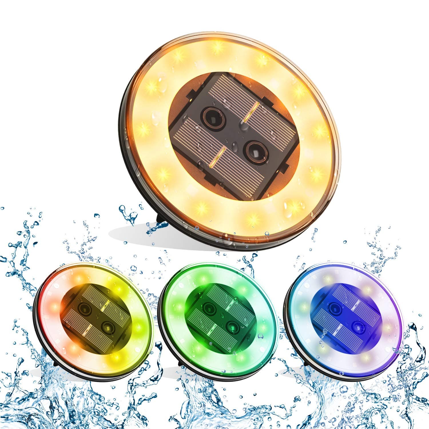 Blibly Solar Lights Outdoor 18 LED Solar Disk Lights Waterproof Garden Lights Outdoor In-Ground Lights for Walkway Patio Yard Lawn Driveway Flowerbed Courtyard Decoration - Colorful (4 Pack)