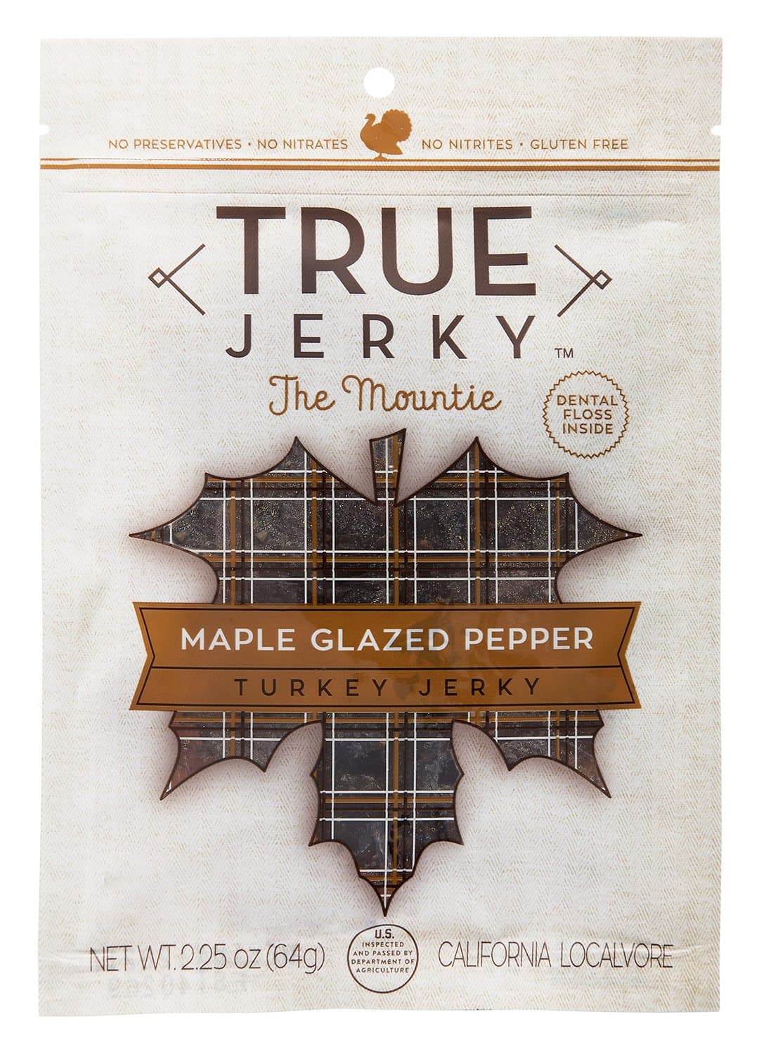 True Jerky, The Mountie - Maple Glazed Pepper Turkey Jerky, 2.25 Ounce